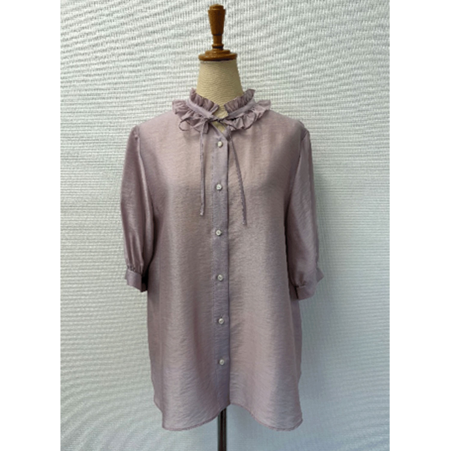 Doubleface Tokyo フリルネック前リボン半袖ブラウス - 画像6