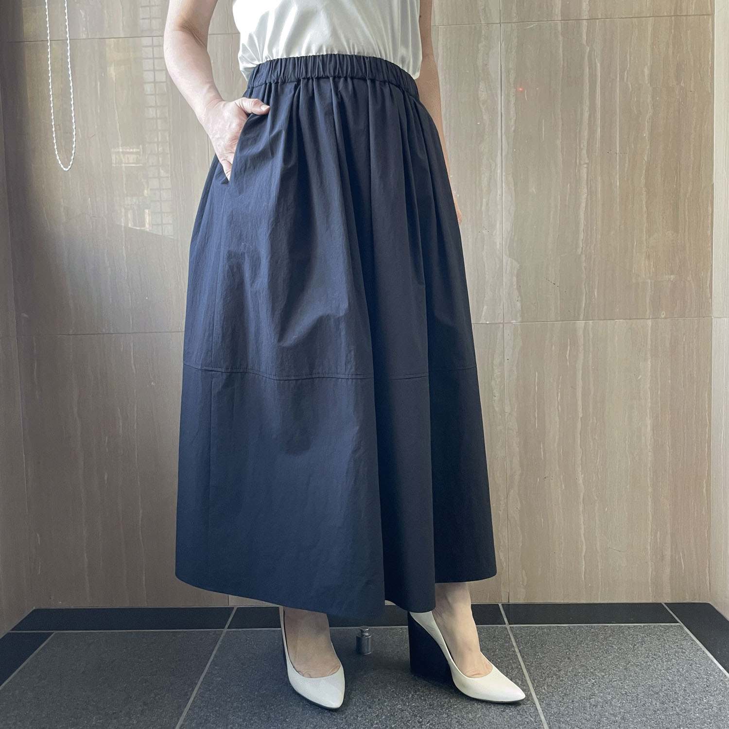 NOUQUE オーガニックタイプライターギャザースカート - 画像3