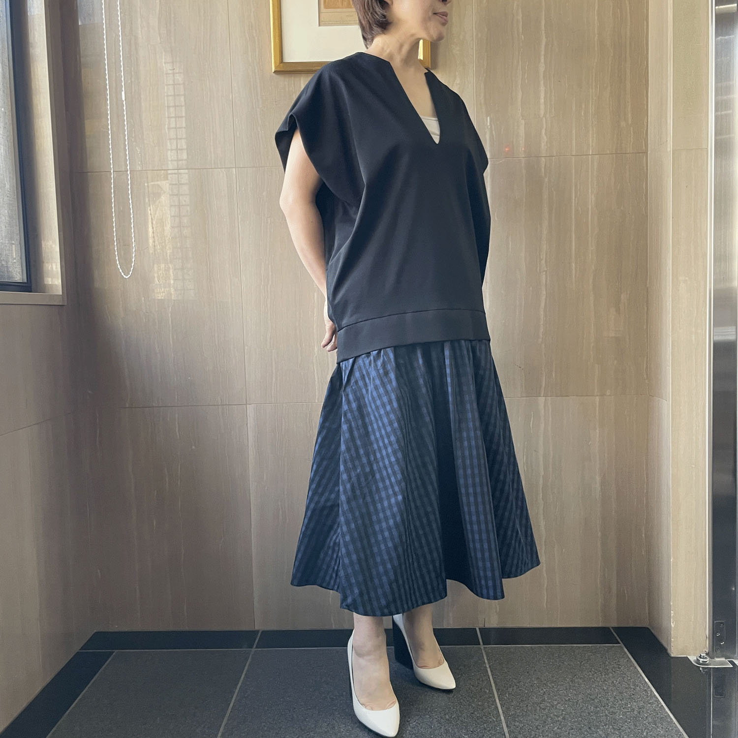 NOUQUE チェックスカートコンビワンピース - 画像3