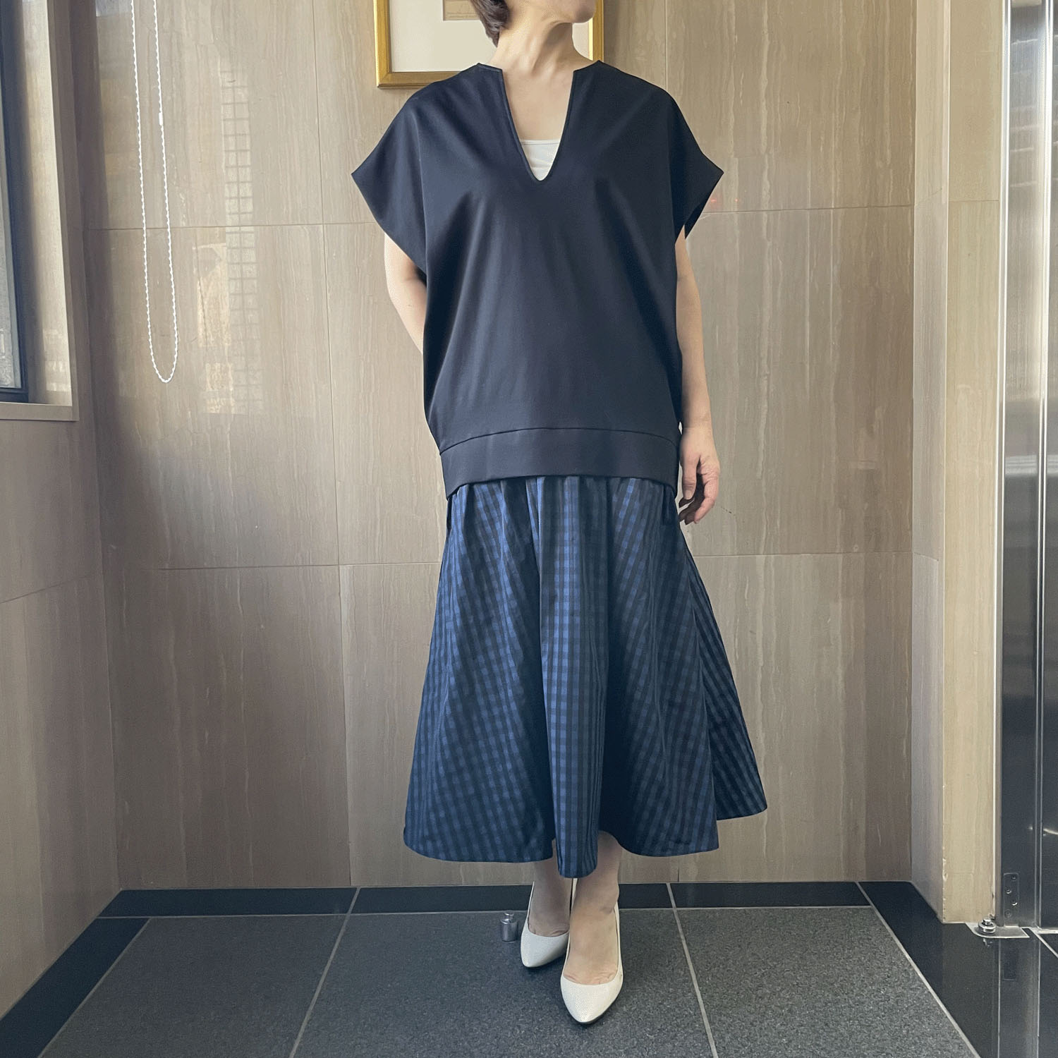 NOUQUE チェックスカートコンビワンピース - 画像1