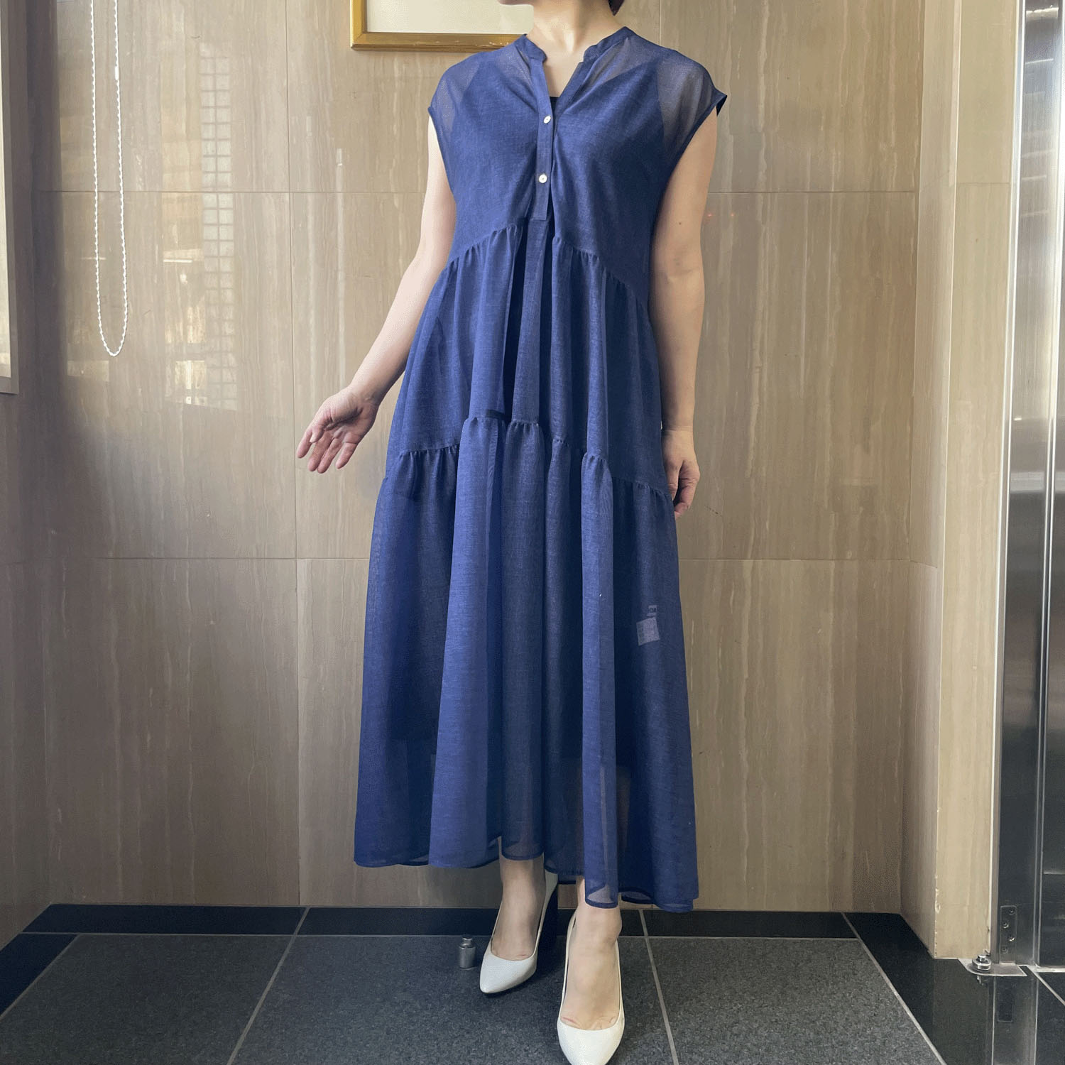 KOKIA デニム柄プリントティアードワンピース - 画像3