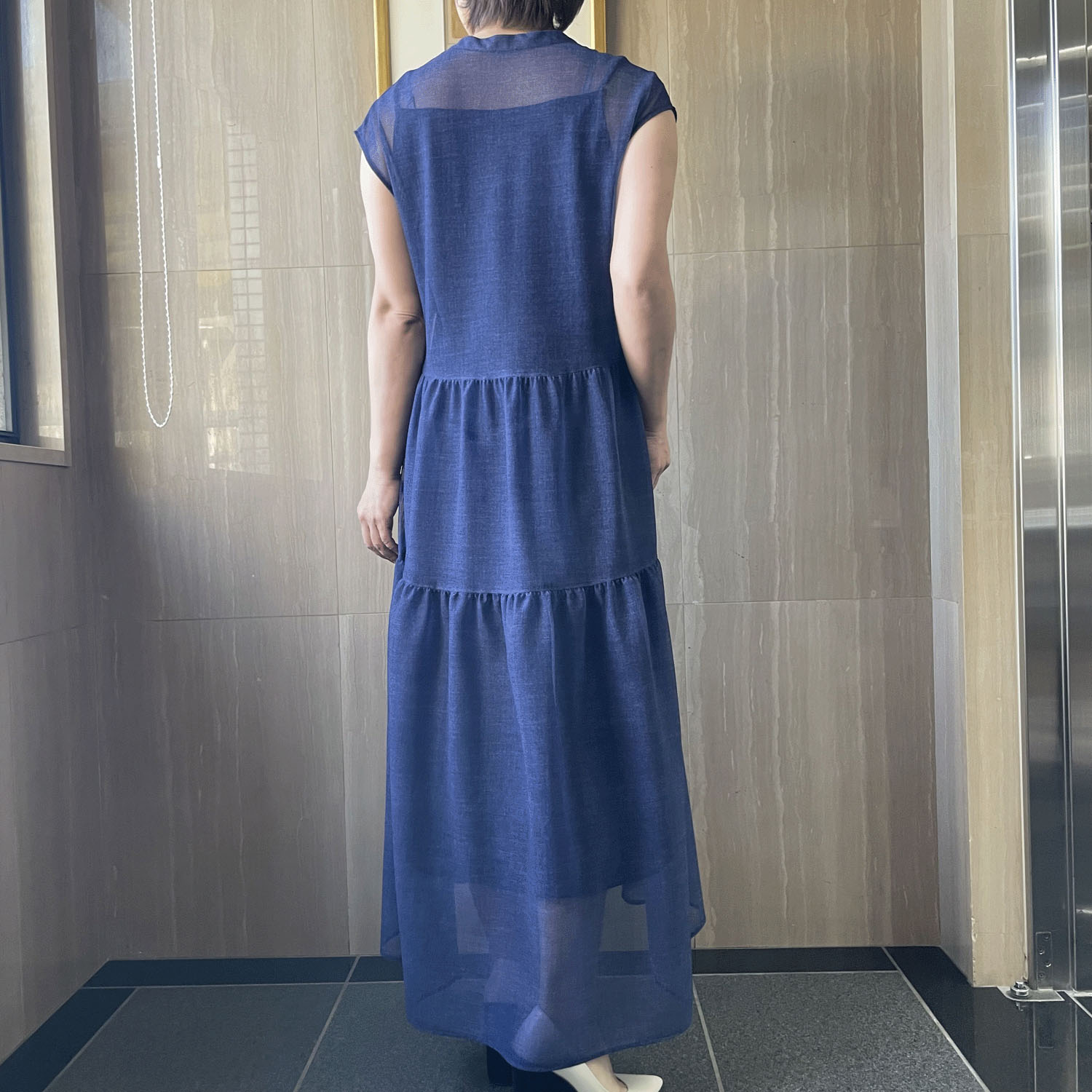 KOKIA デニム柄プリントティアードワンピース - 画像5