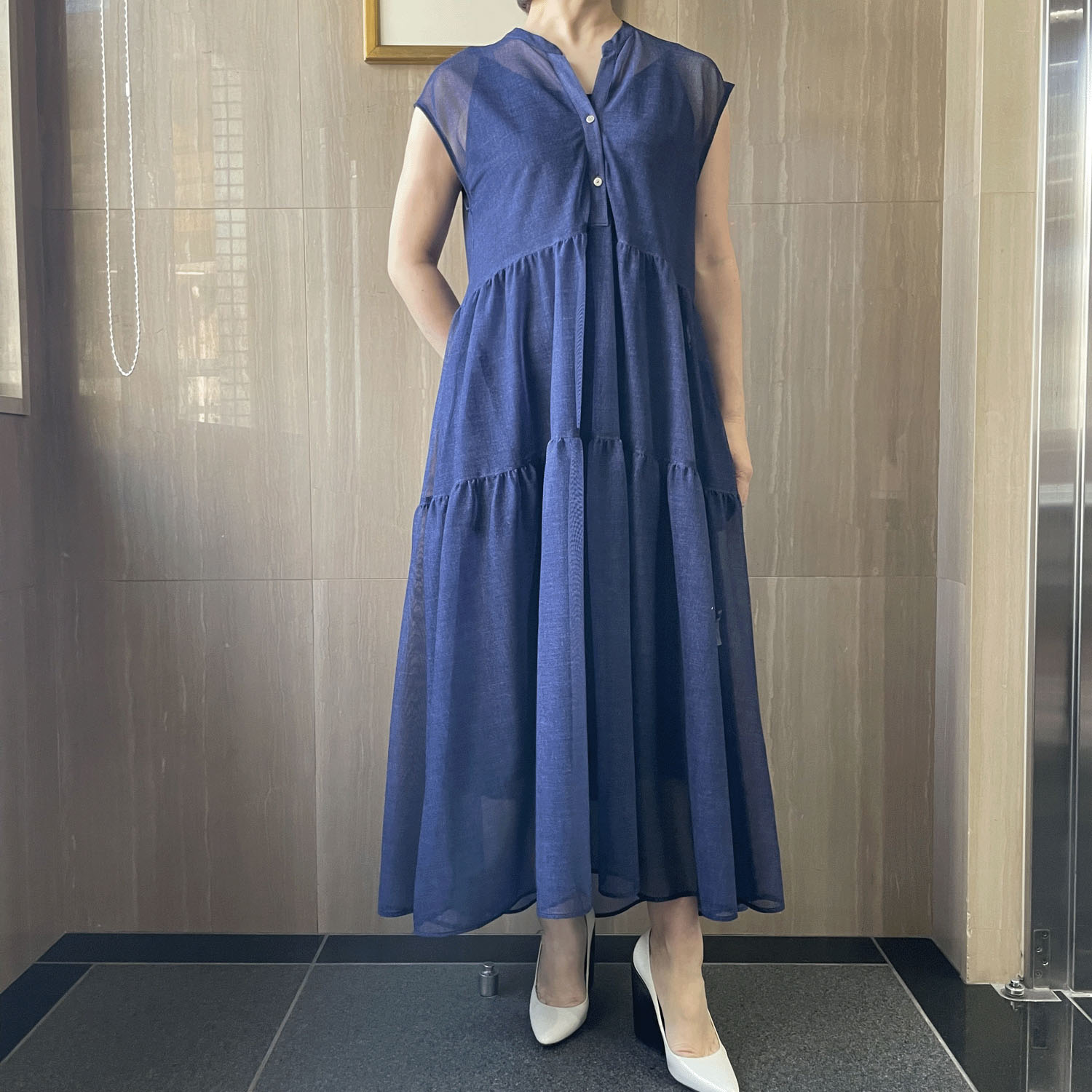 KOKIA デニム柄プリントティアードワンピース - 画像1