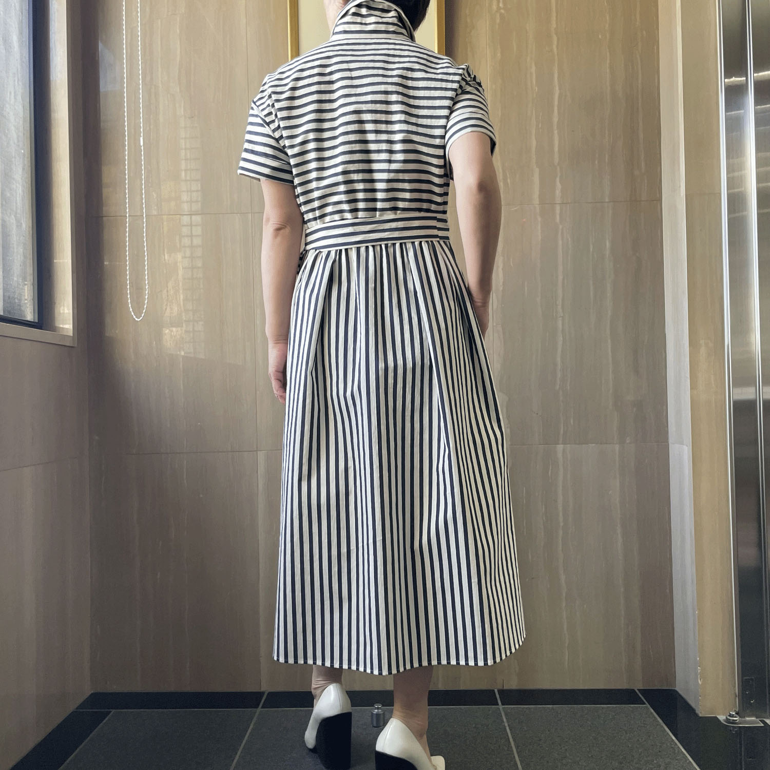 KOKIA ドビーボーダーシャツワンピース - 画像4