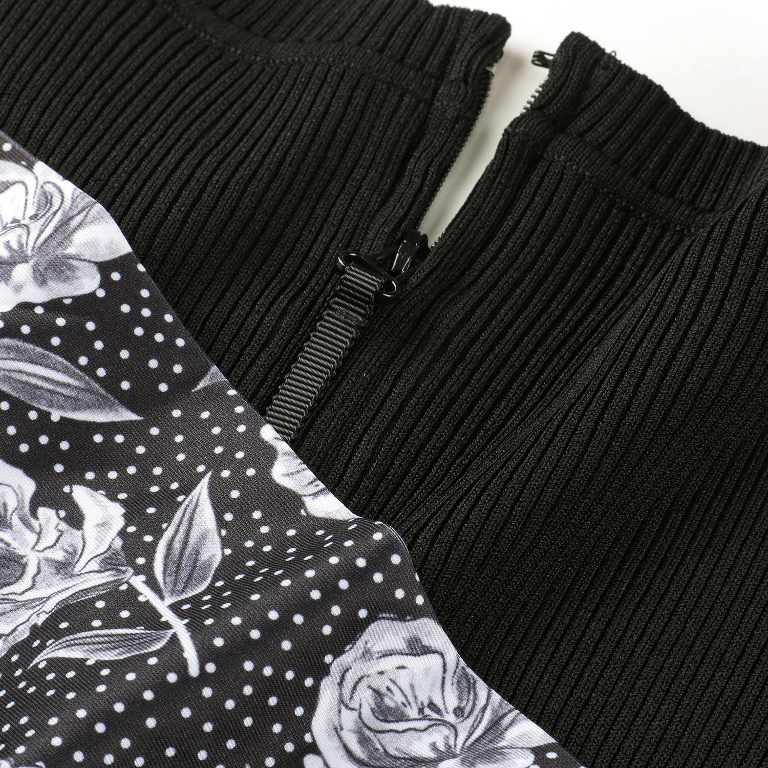 Super Beauty ニットベスト×レイヤード風プリントワンピース - 画像13