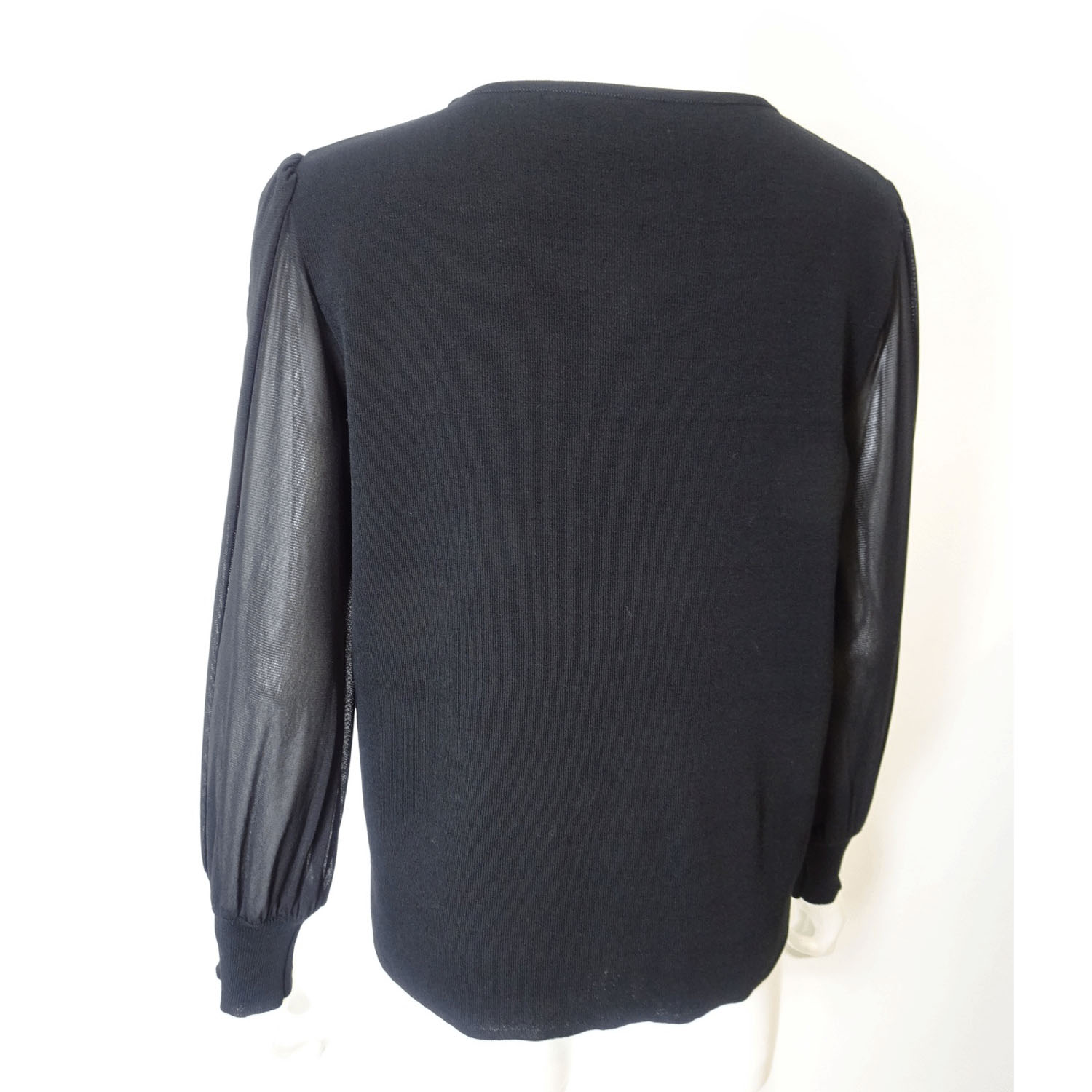 Super Beauty パワーネット素材袖胸元フラワーモチーフ使いセーター - 画像4