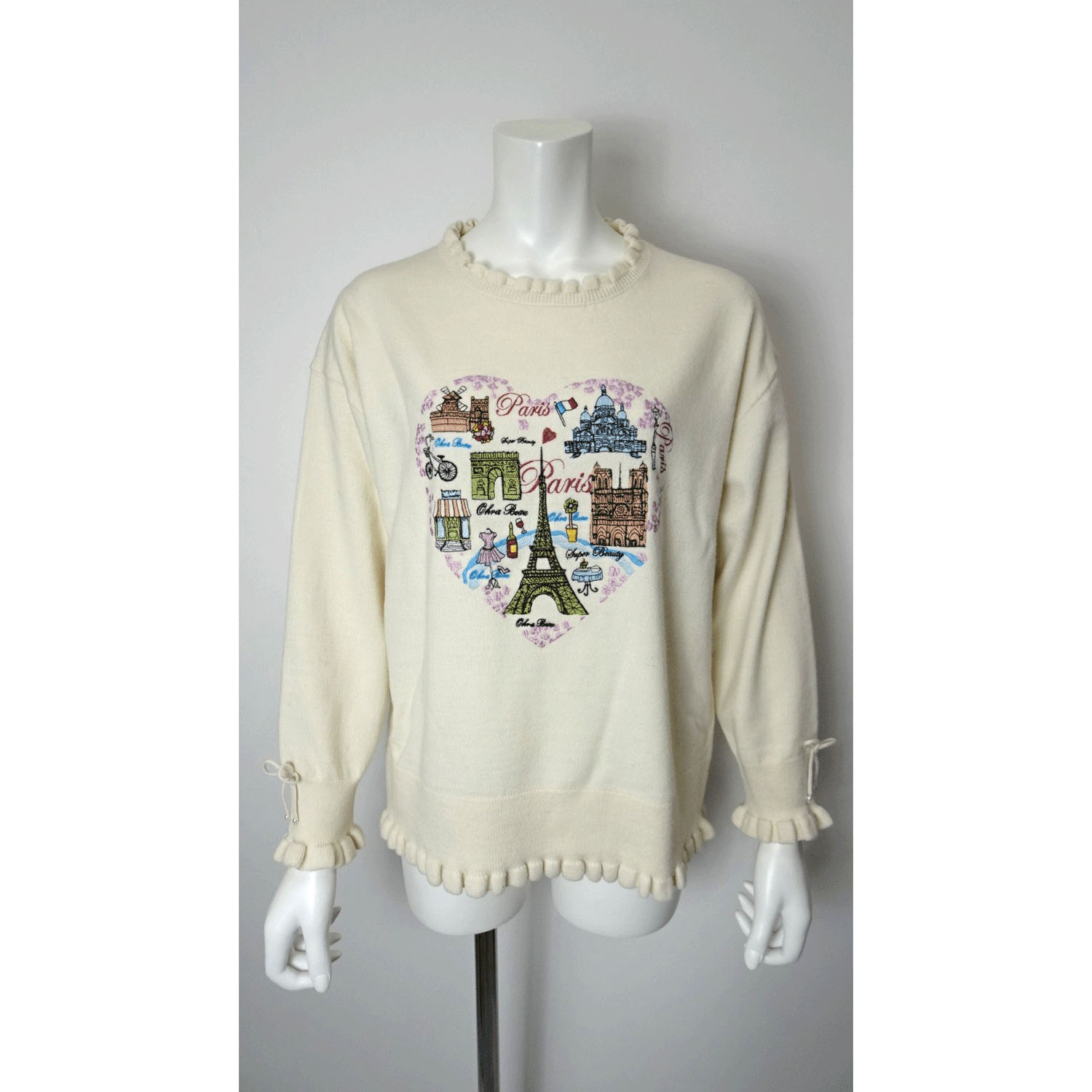 【Inata Live】Super Beauty パリ刺繍フリルセーター - 画像2