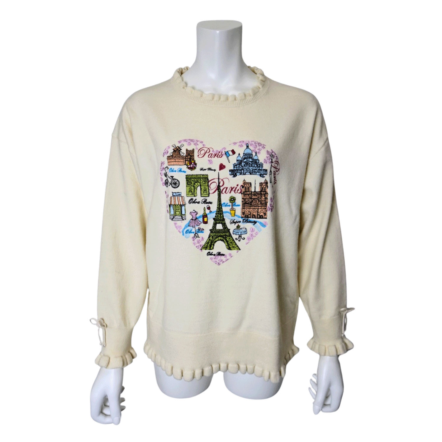 【Inata Live】Super Beauty パリ刺繍フリルセーター - 画像1