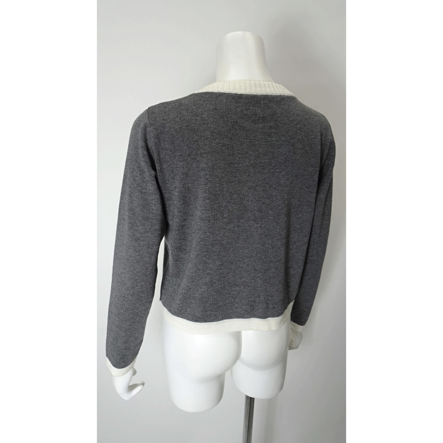 Super Beauty 配色ノーカラーニットカーディガン - 画像4