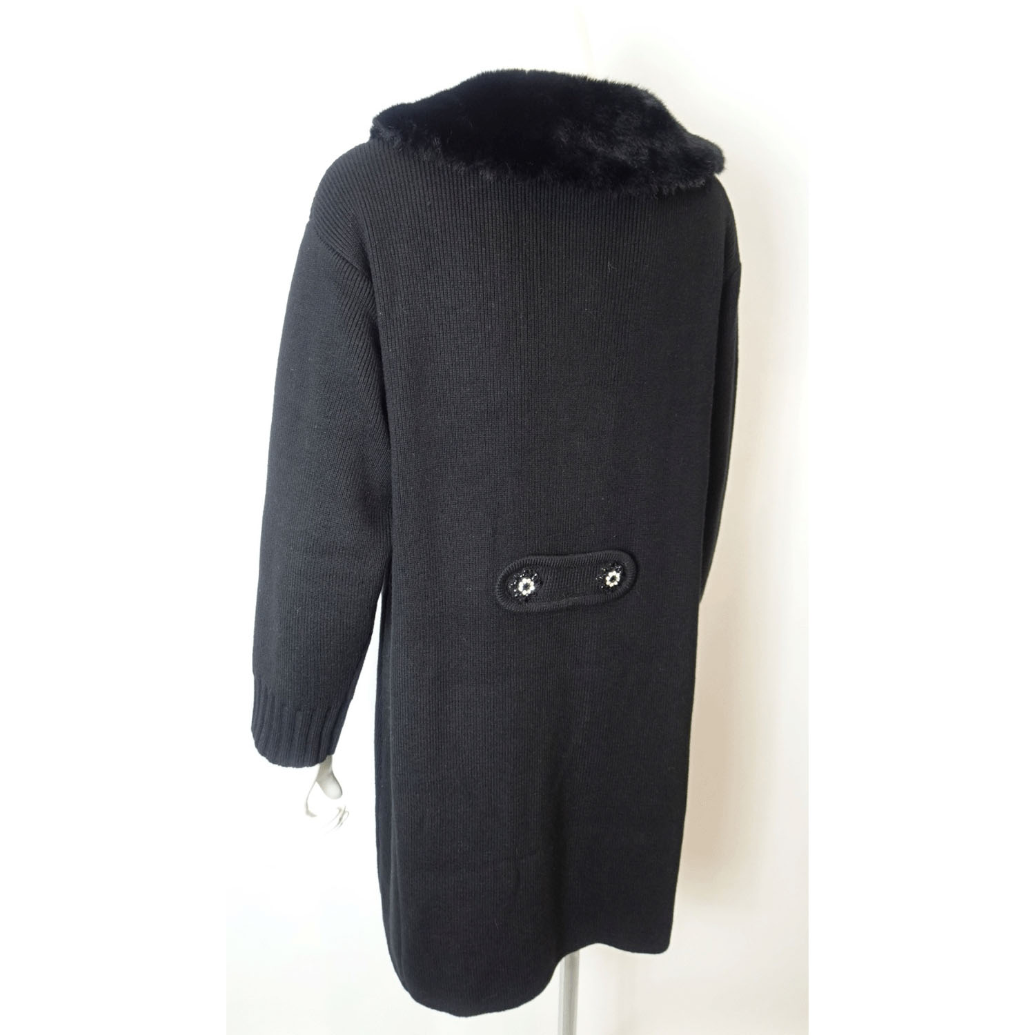 Super Beauty ファー襟ニットジャケット - 画像4