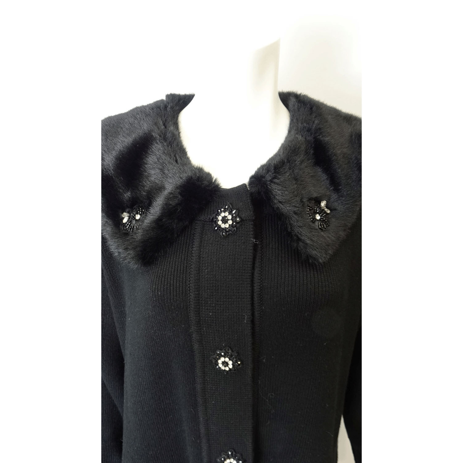 Super Beauty ファー襟ニットジャケット - 画像5