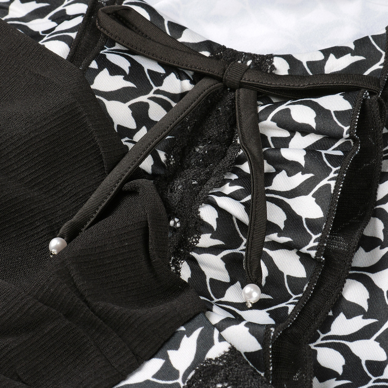 Super Beauty 袖パワーネット素材モノトーン柄チュニックカットソー - 画像13