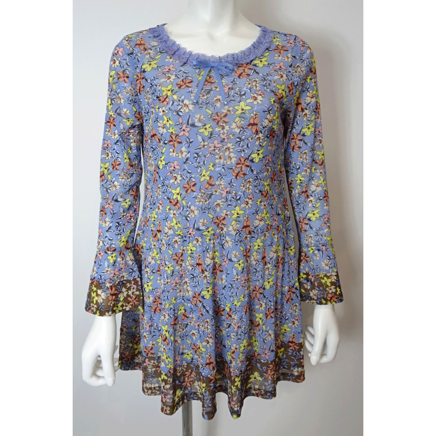 Super Beauty 小花プリントパワーネット素材チュニックカットソー - 画像2