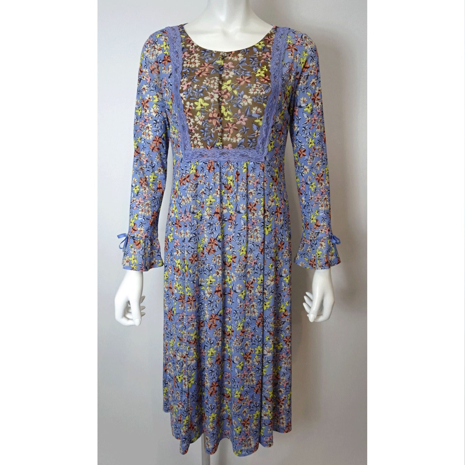 Super Beauty 小花プリントパワーネット素材ワンピース - 画像5