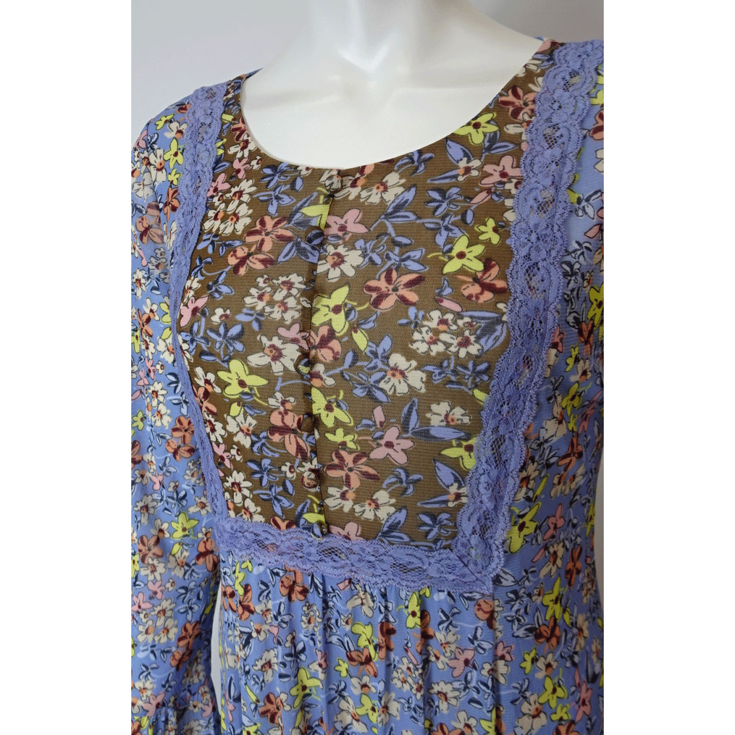 Super Beauty 小花プリントパワーネット素材ワンピース - 画像8