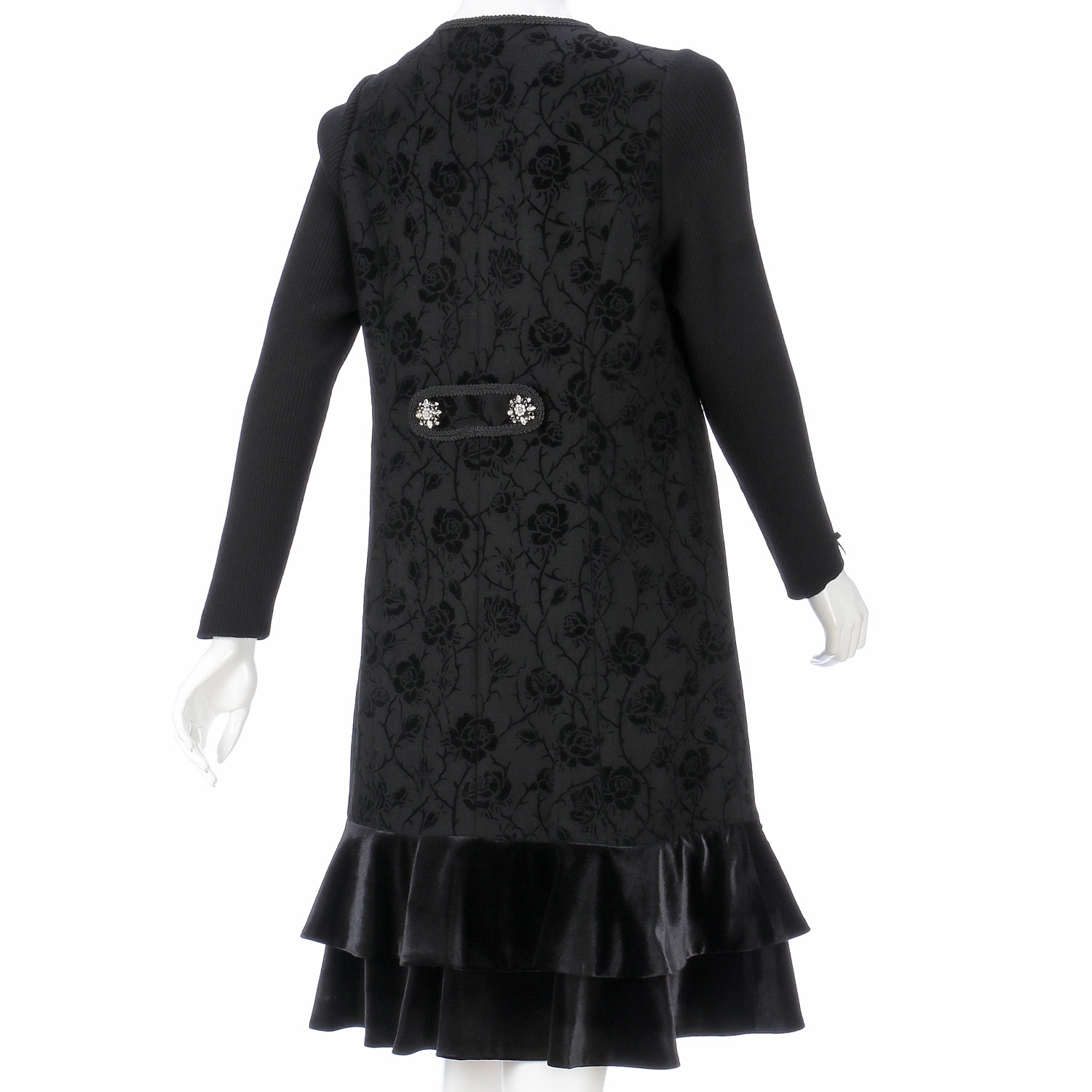 Super Beauty 裾フリルフロッキプリント前あきワンピース - 画像13