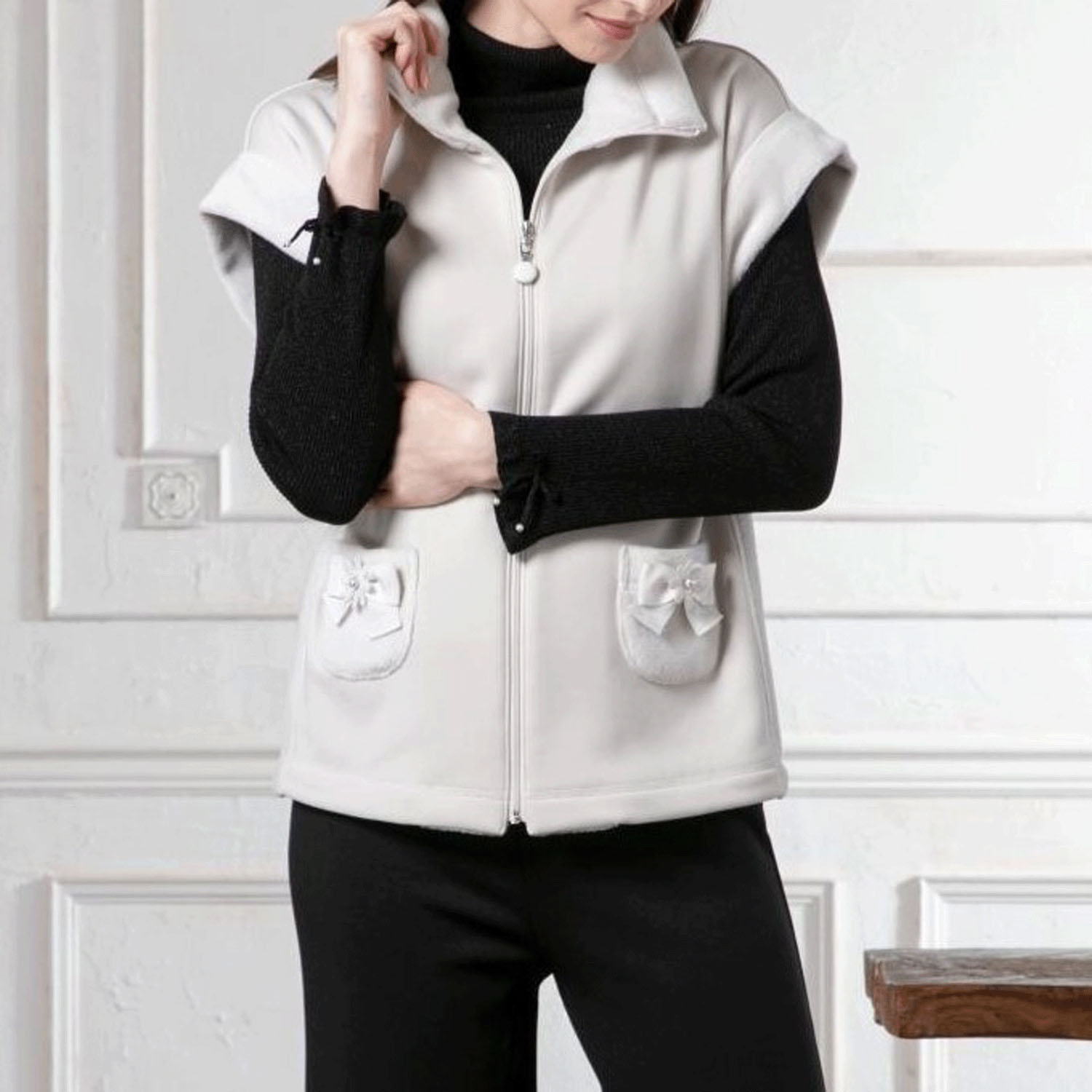 Super Beauty 裏起毛素材使いベスト - 画像1