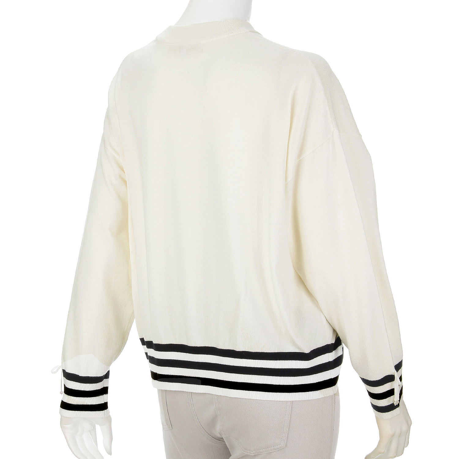 Super Beauty 胸元刺繍裾ボーダーニット - 画像7