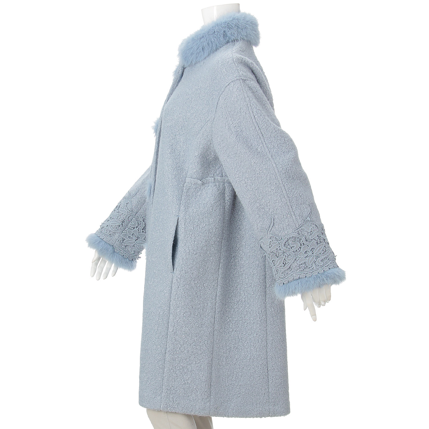 【Inata Live】Super Beauty ファー使い花モチーフ付コート - 画像13