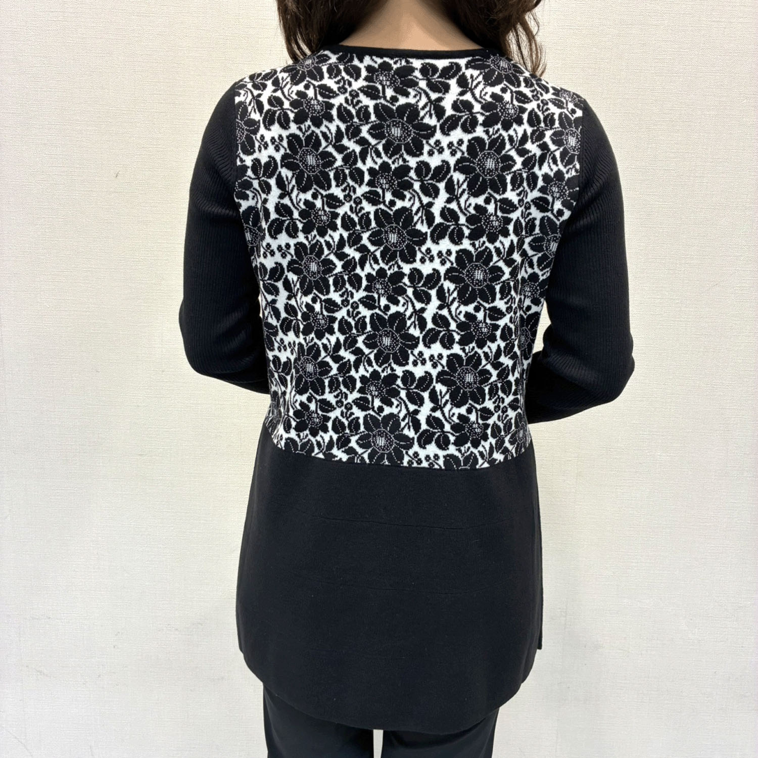 Super Beauty 花柄ジャカードニットチュニックプルオーバー - 画像4