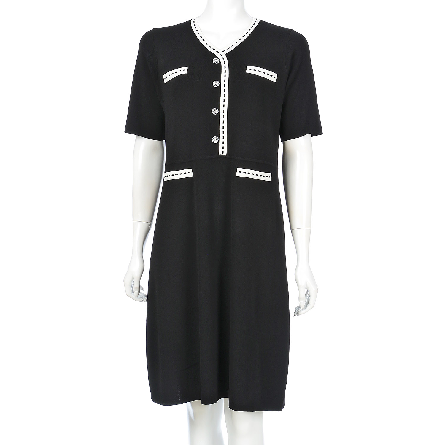 【Insta Live】Super Beauty ステッチ風トリムVネックワンピース - 画像7