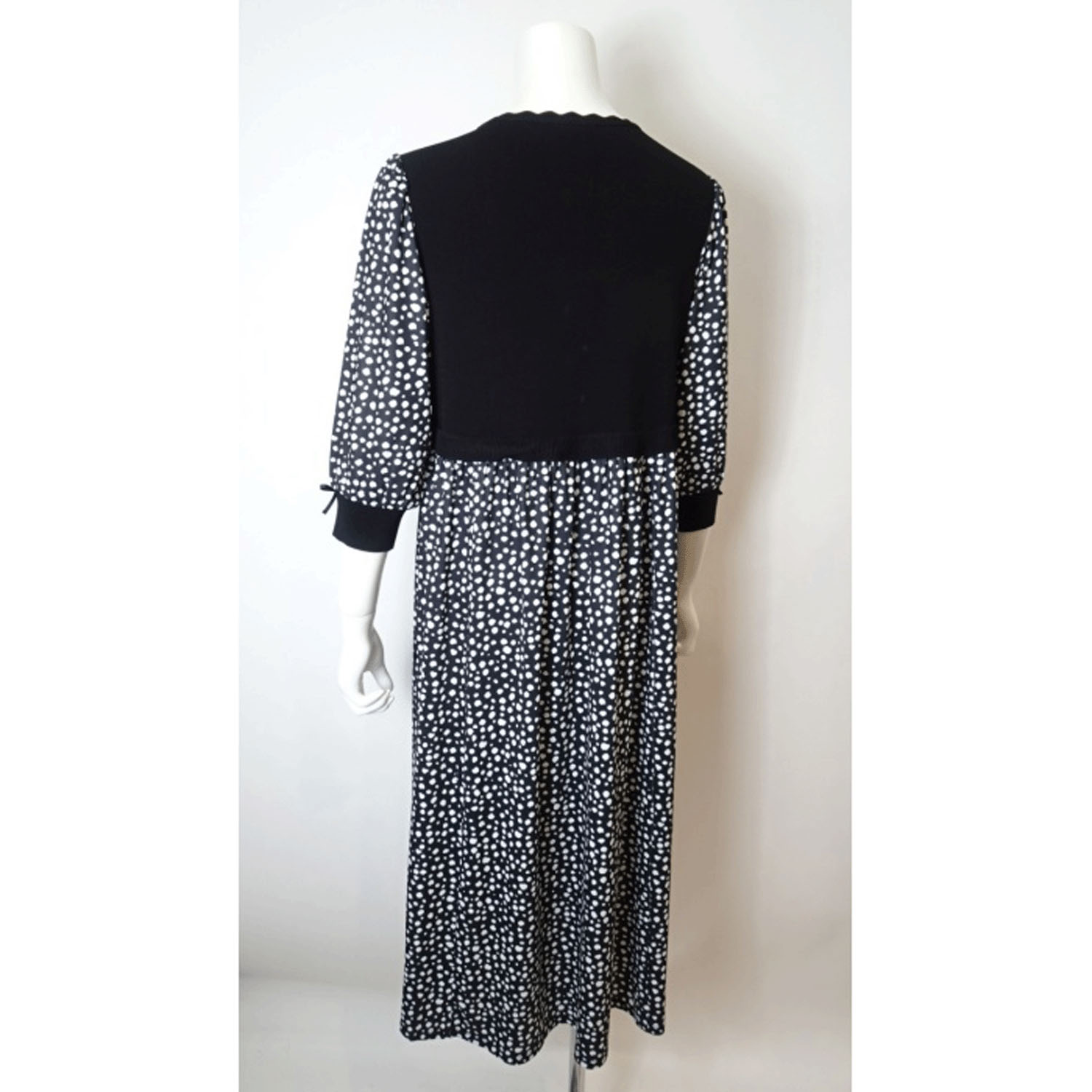 Super Beautyかぎ針花モチーフ使いニット×ドット柄切替ワンピース - 画像8