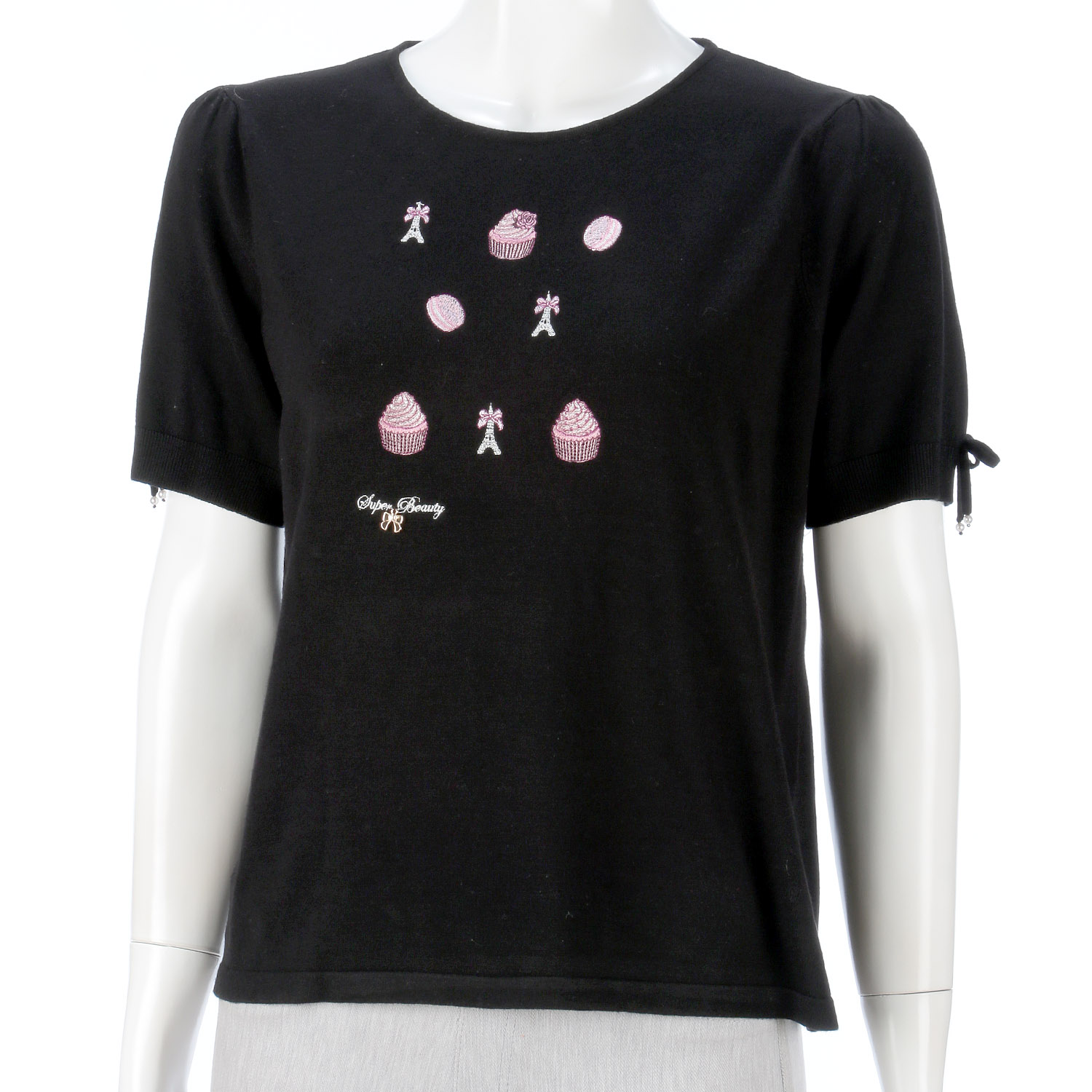 【Insta Live】Super Beauty スイーツ刺しゅう半袖セーター - 画像14