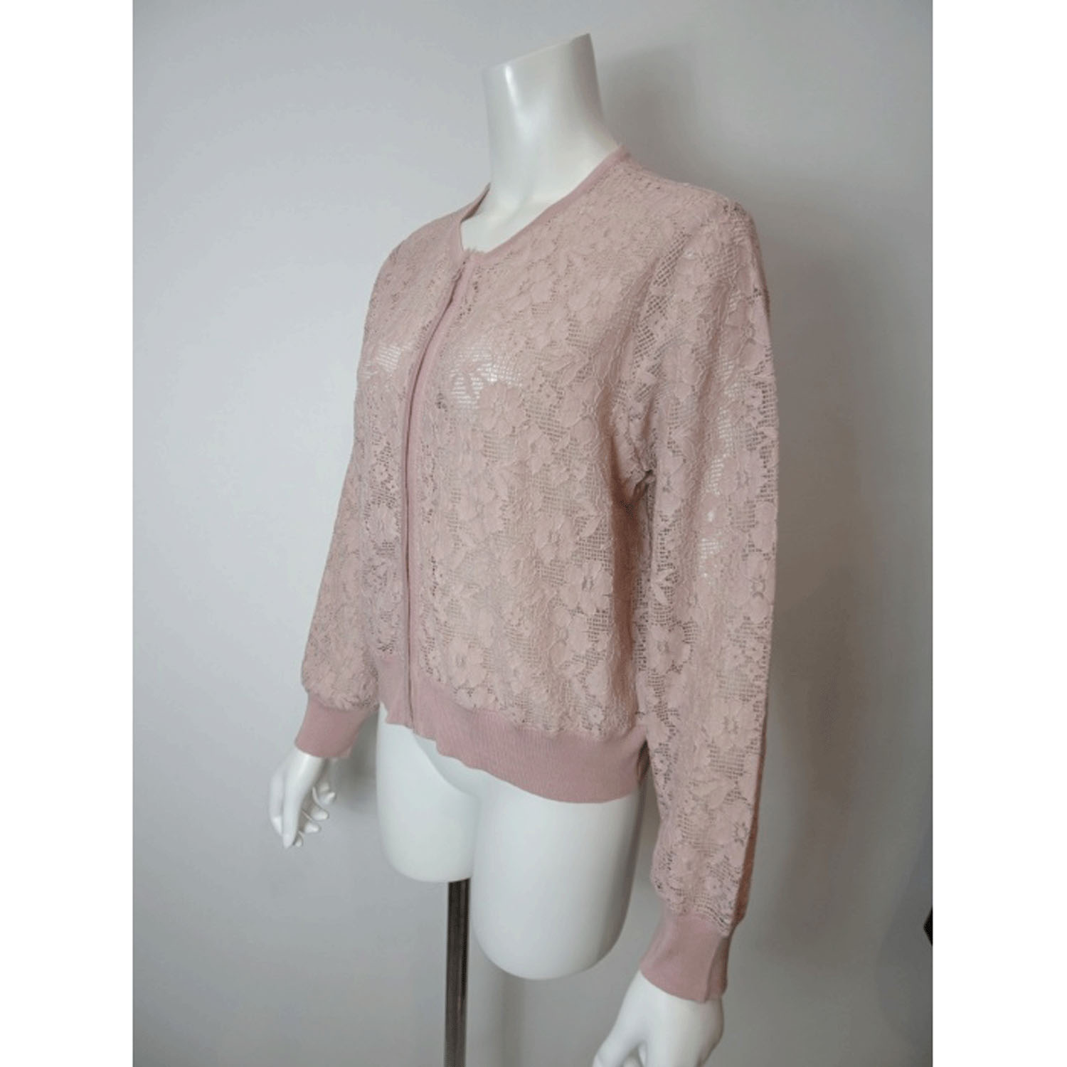 Super Beauty レース編みジップアップニットカーディガン - 画像15