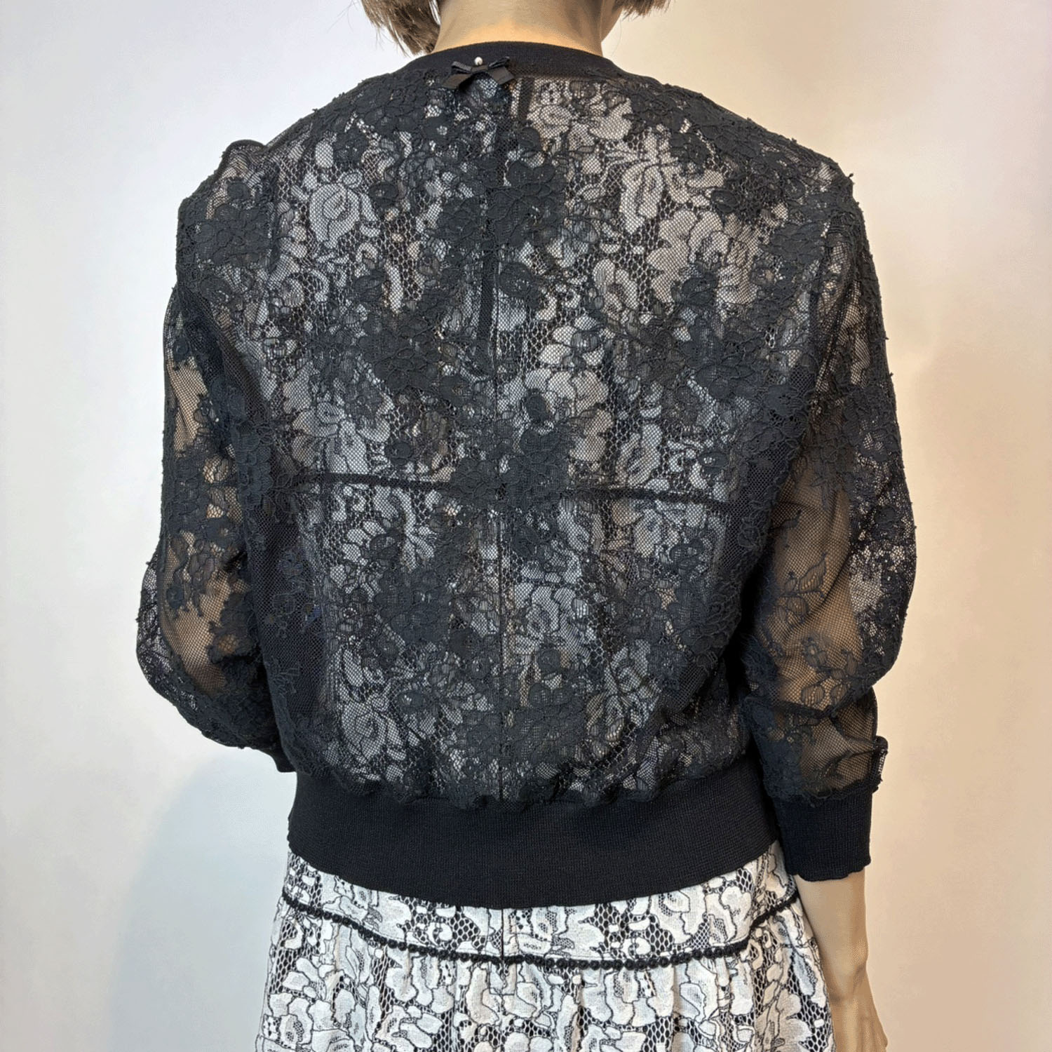 【4月上旬入荷予定】Super Beauty 透かしレース編みVネックニットカーディガン - 画像6