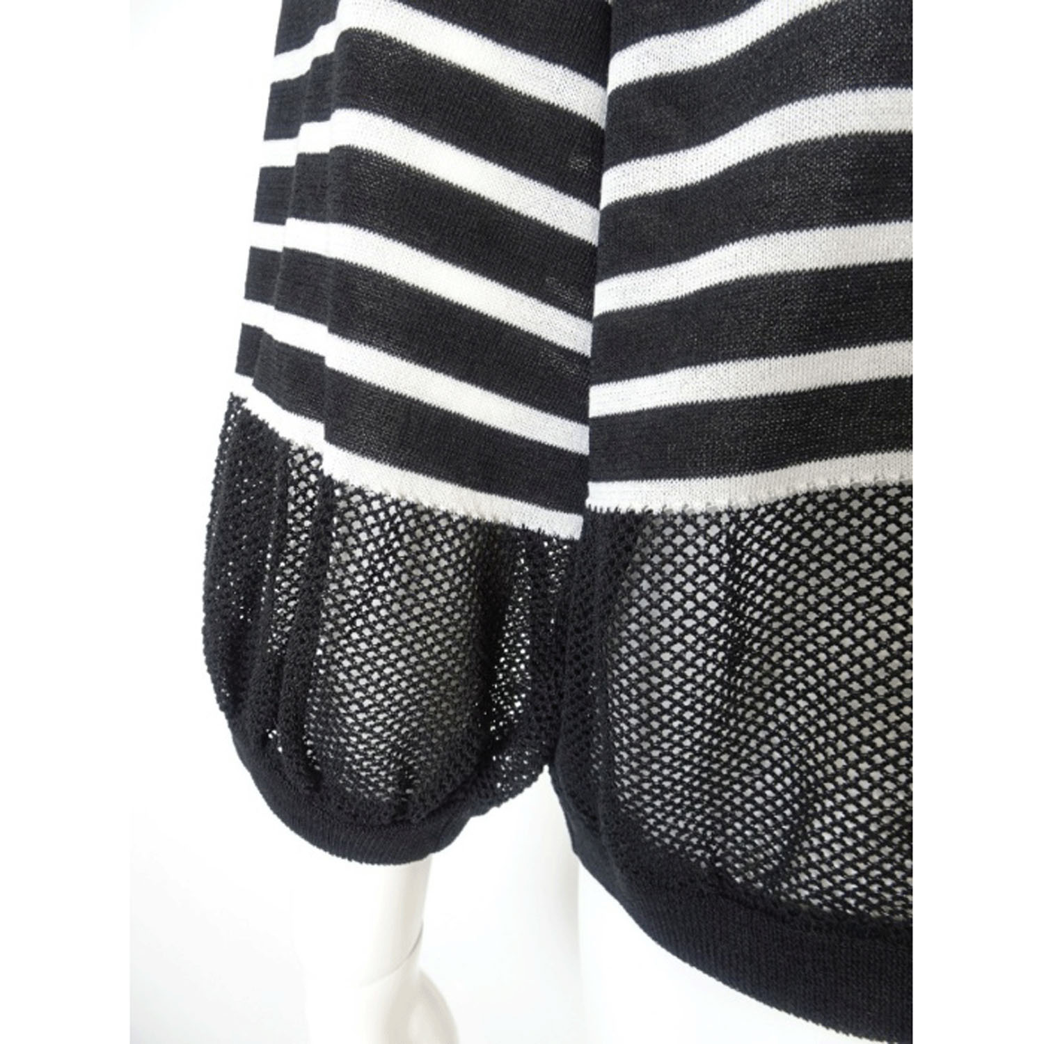 Super Beauty 袖バルーンデザインボーダー柄ニットカーディガン - 画像15