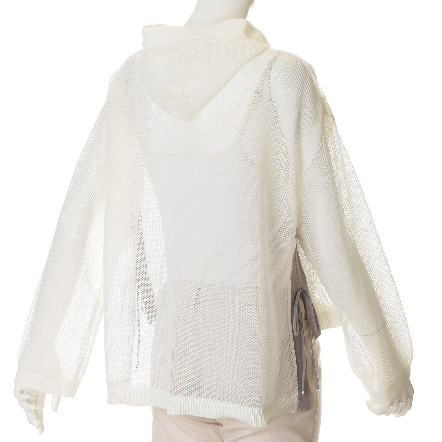 Super Beauty 花モチーフ付透かし編みニットパーカー - 画像3