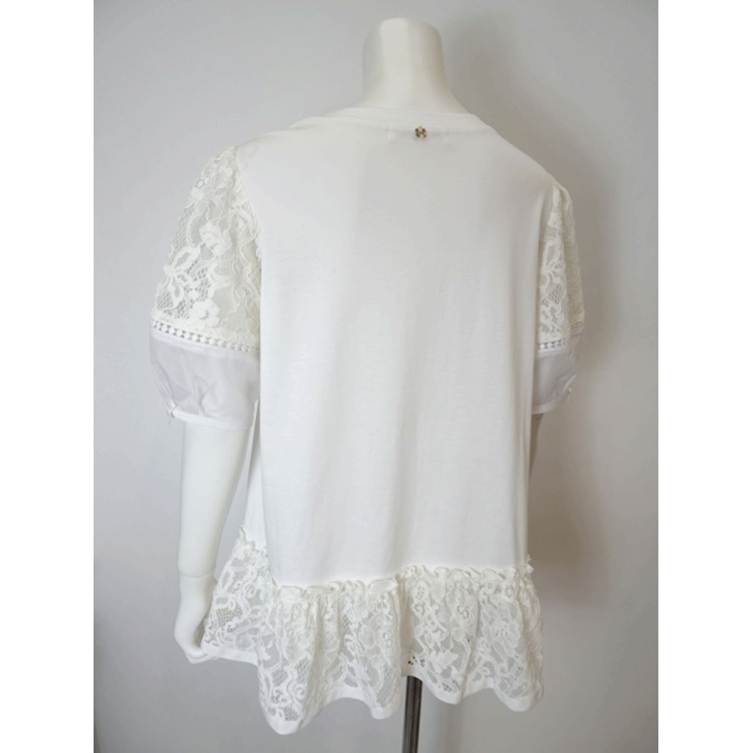 【4月中旬入荷予定】Super Beauty 胸元Parisモチーフプリント レース切替×パフ袖ロングTシャツ - 画像13