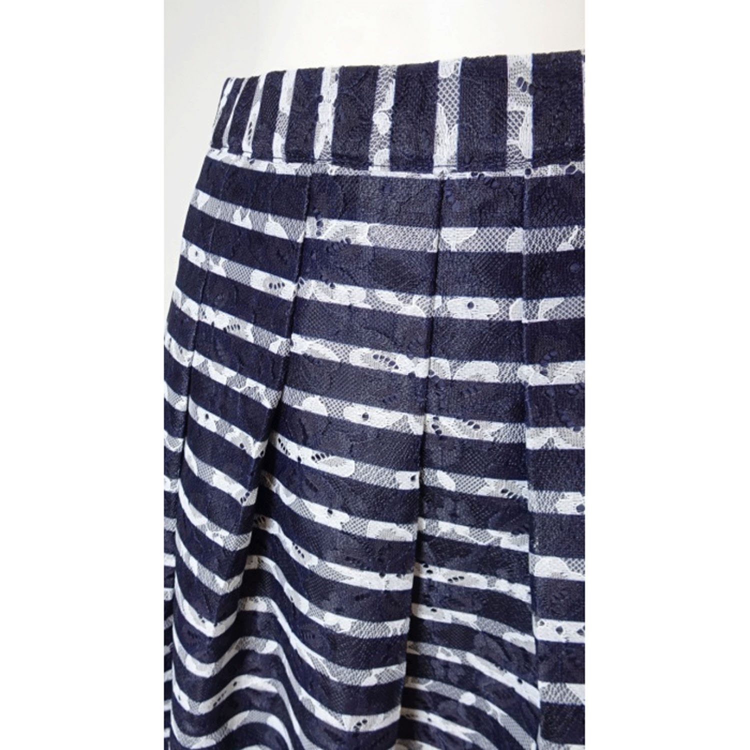 【4月初旬入荷予定】Super Beauty ボーダー柄プリントレース素材スカート - 画像12