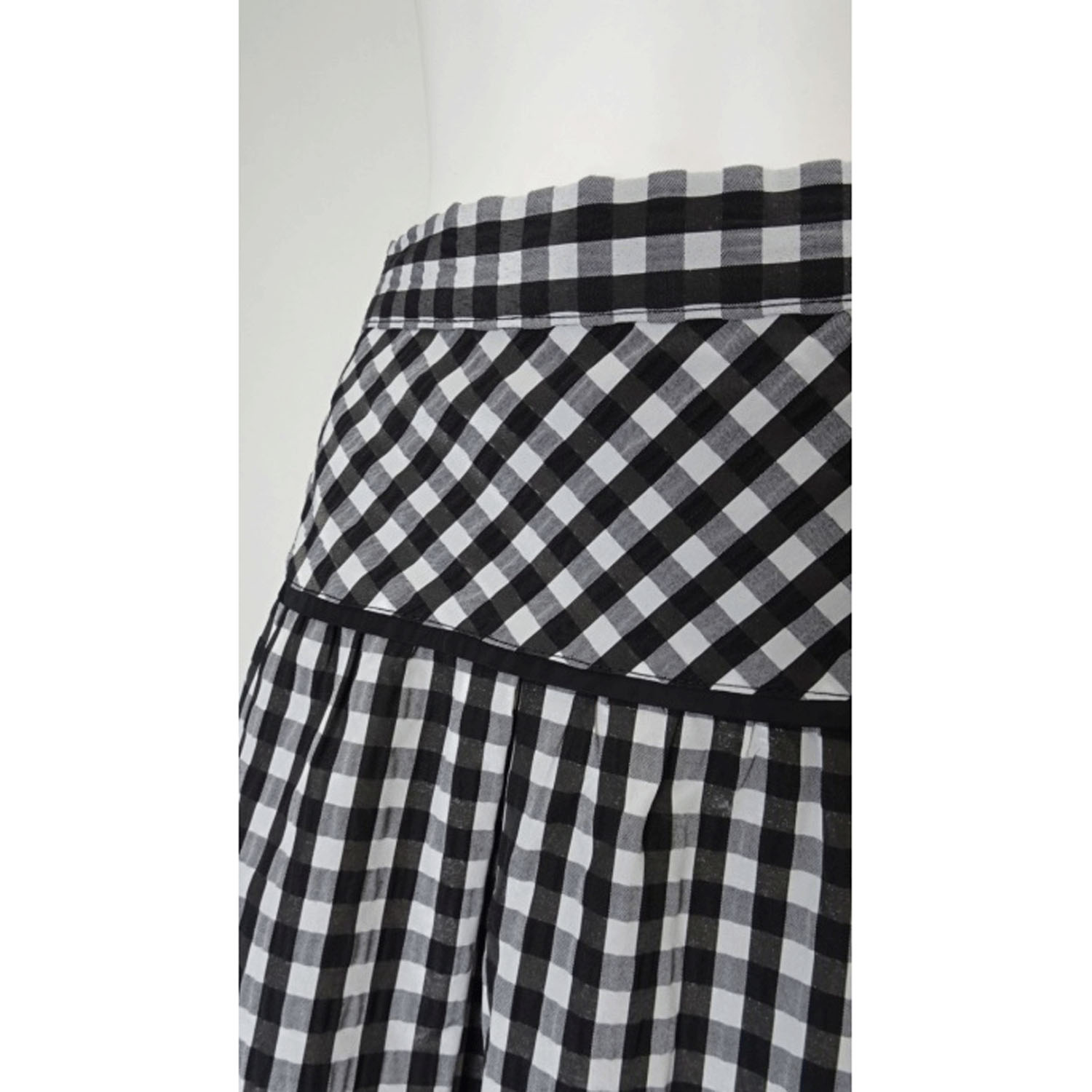 Super Beauty ギンガムチェック 裾レースタックデザインスカート - 画像7