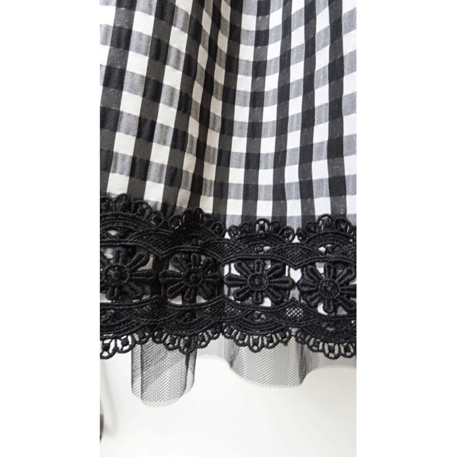 Super Beauty ギンガムチェック 裾レースタックデザインスカート - 画像8