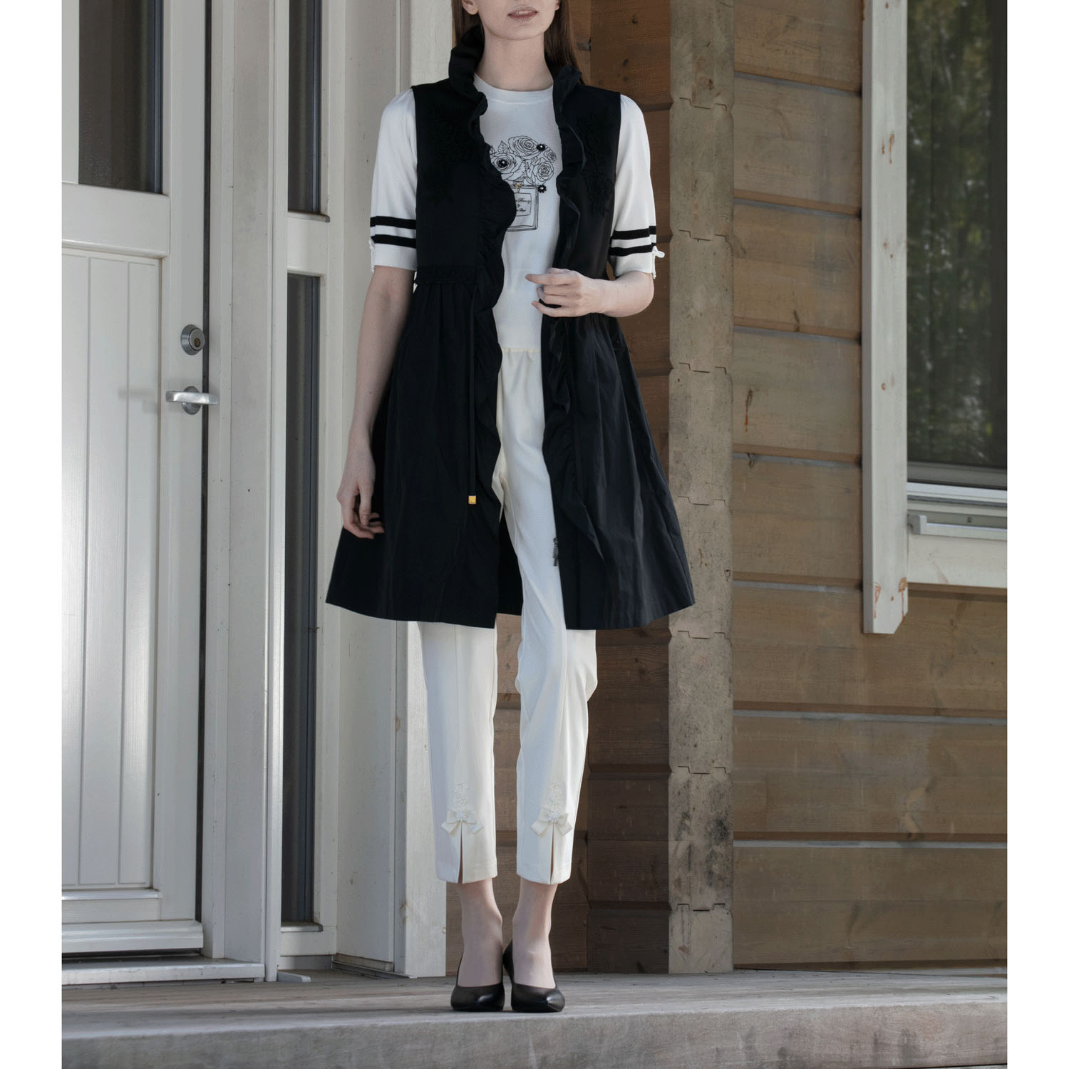 【Insta Live】Super Beauty 前スリットレース×リボンデザインパンツ - 画像3