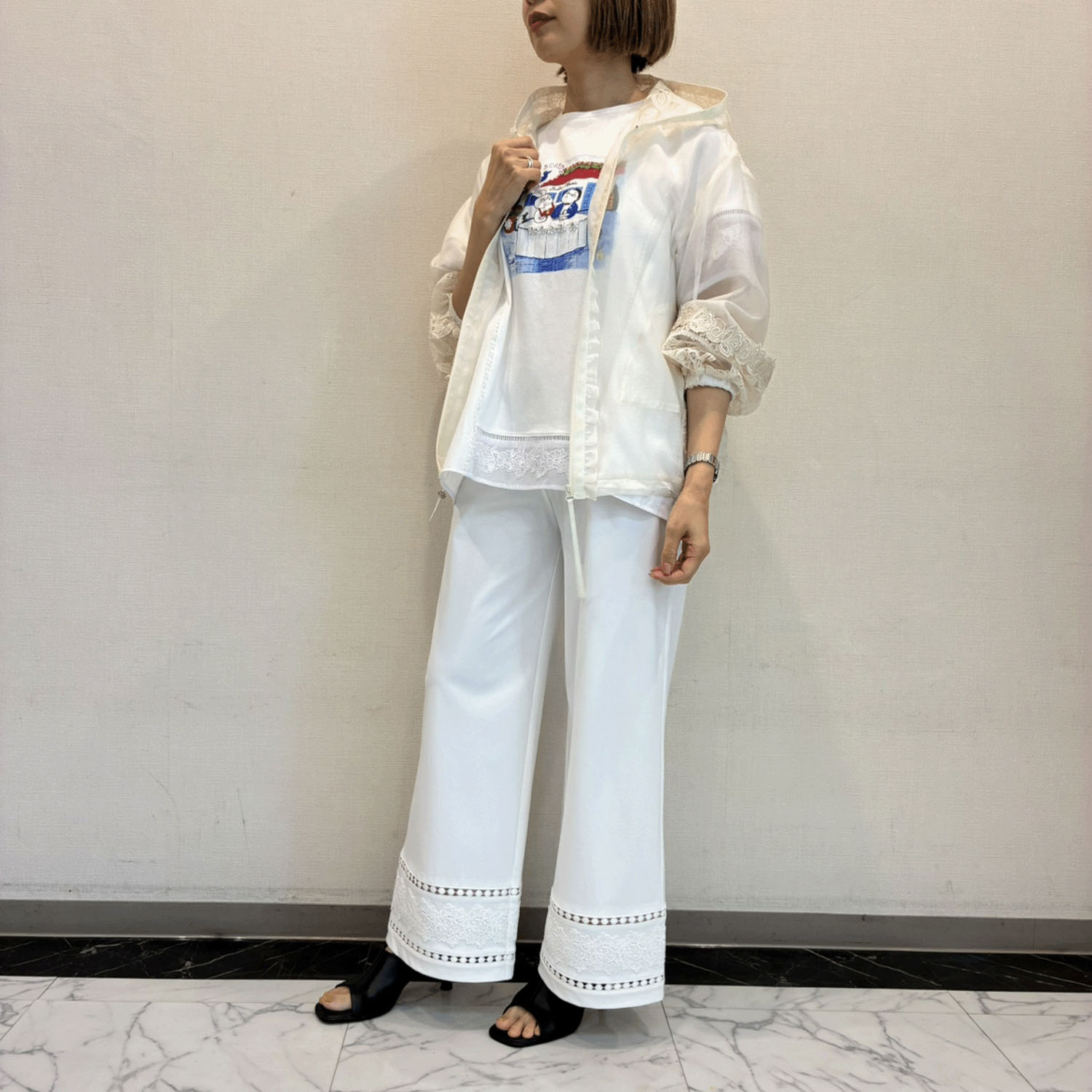 【3月下旬入荷予定】Super Beauty ハシゴレース×裾レースワイドパンツ - 画像9