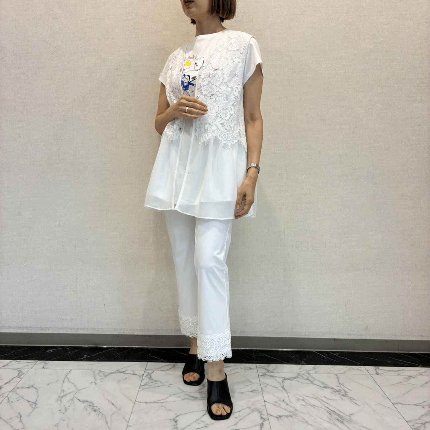 【3月下旬入荷予定】Super Beauty 裾レース×花モチーフ付パンツ - 画像7