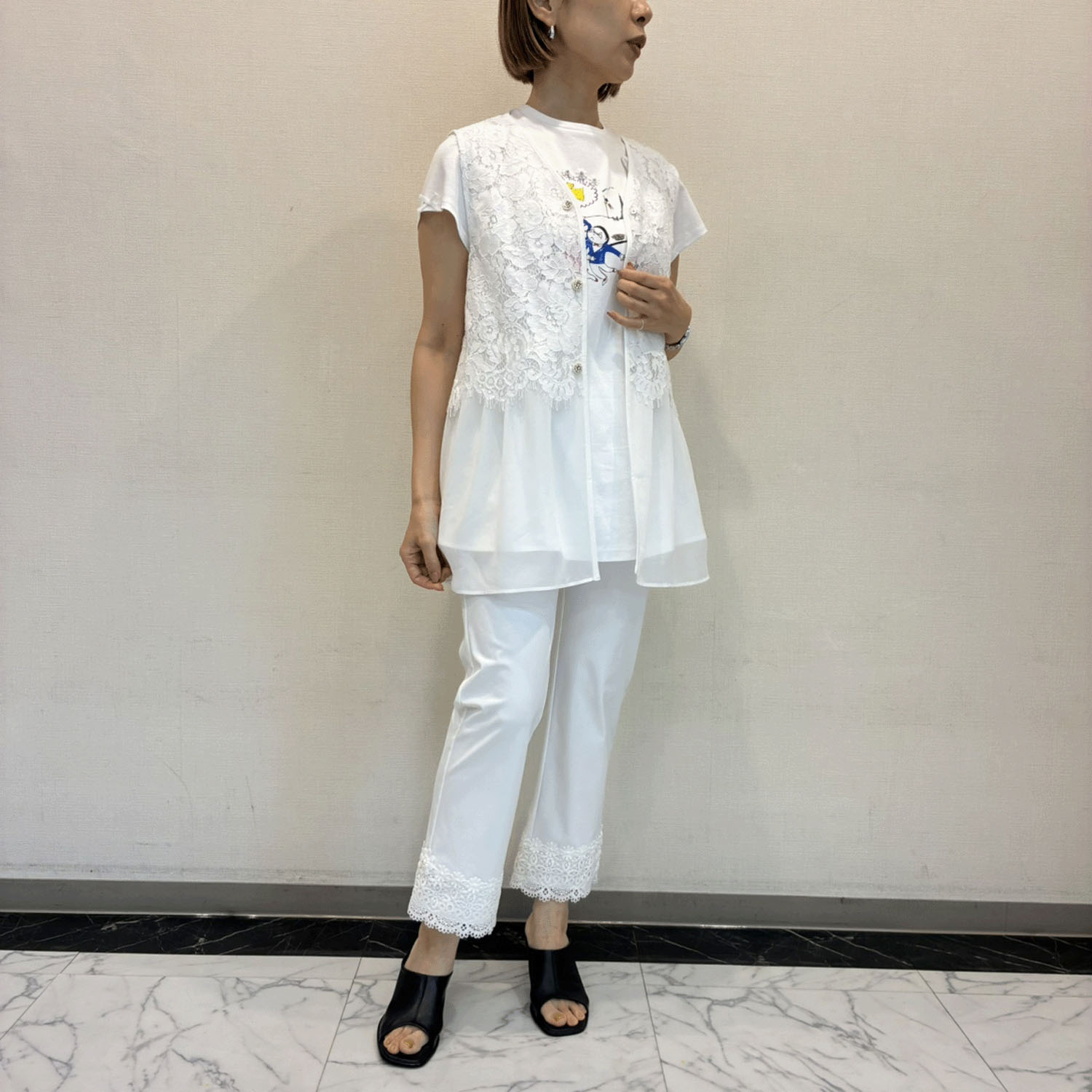 【3月下旬入荷予定】Super Beauty 裾レース×花モチーフ付パンツ - 画像8