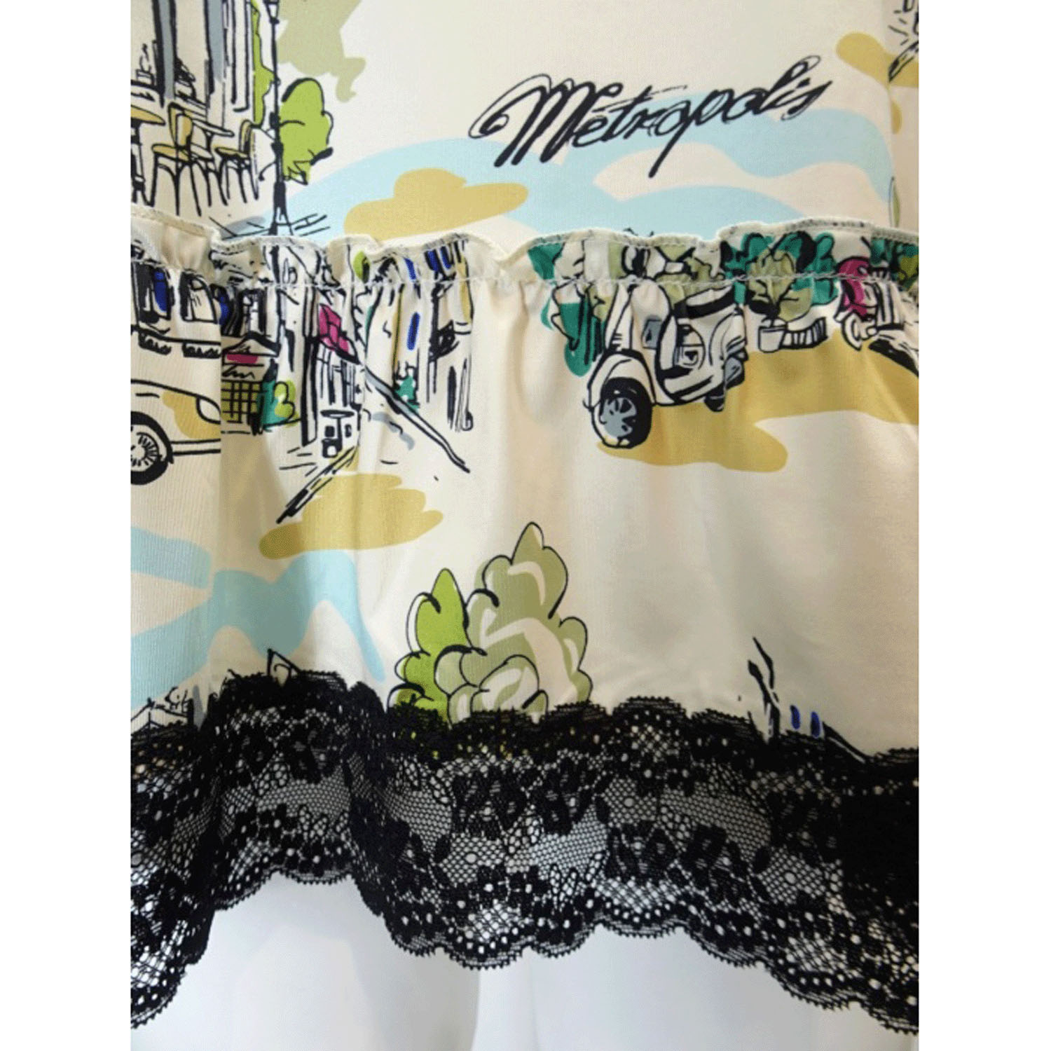 Super Beauty 街並み風景プリントパフスリーブカットソー - 画像14