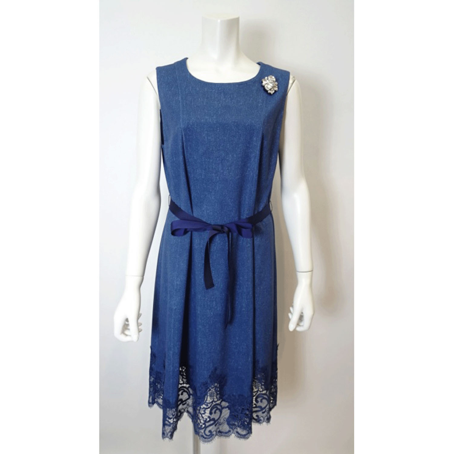 Super Beauty デニム風ノースリーブワンピース - 画像16