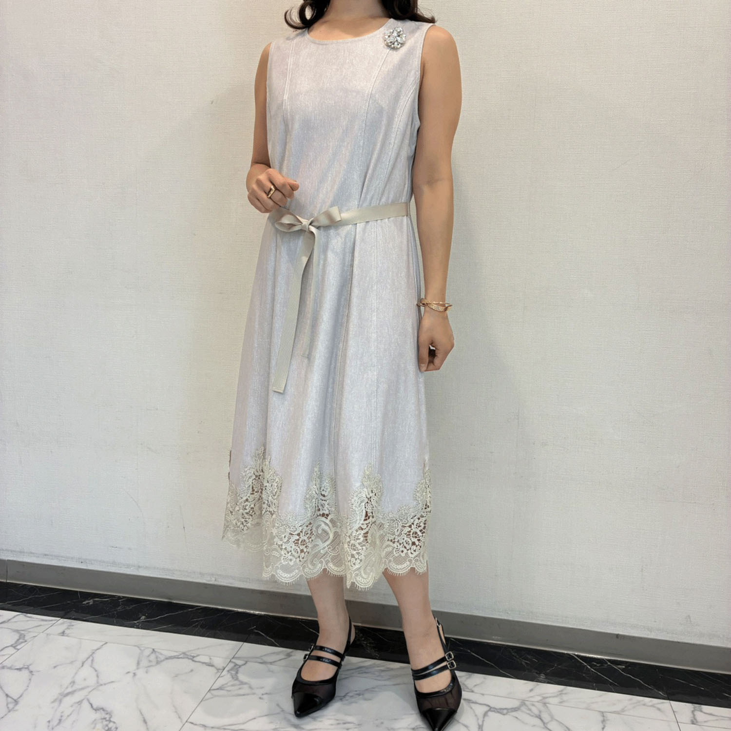 Super Beauty デニム風ノースリーブワンピース