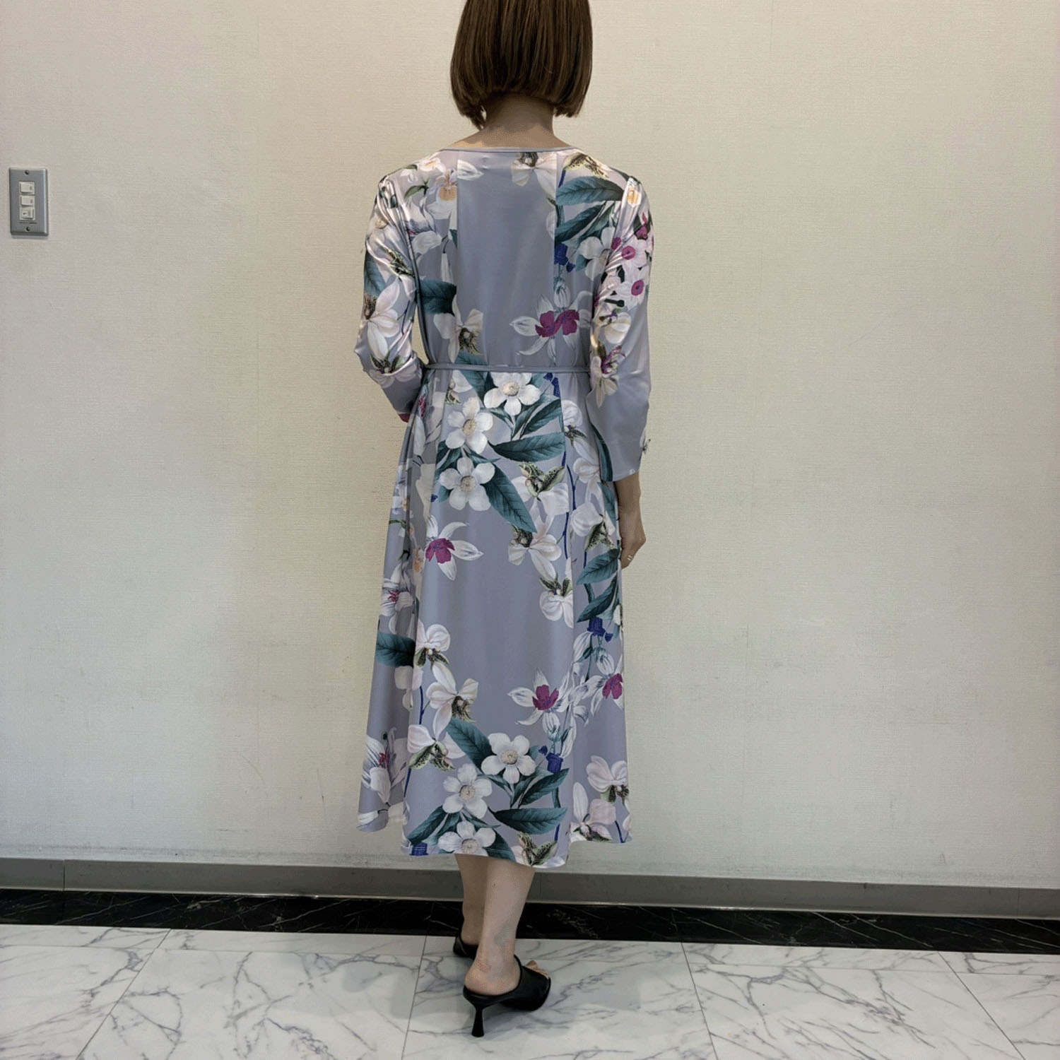 Super Beauty 大花プリント七分袖ワンピース - 画像5