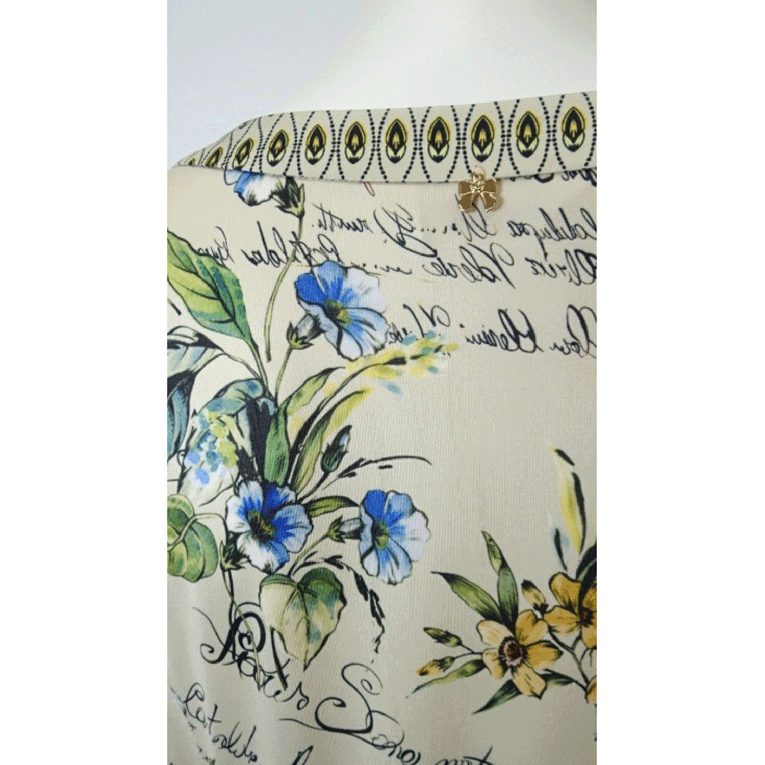 Super Beauty 胸元スリット入り多色使いジャージ素材七分袖ワンピース - 画像12