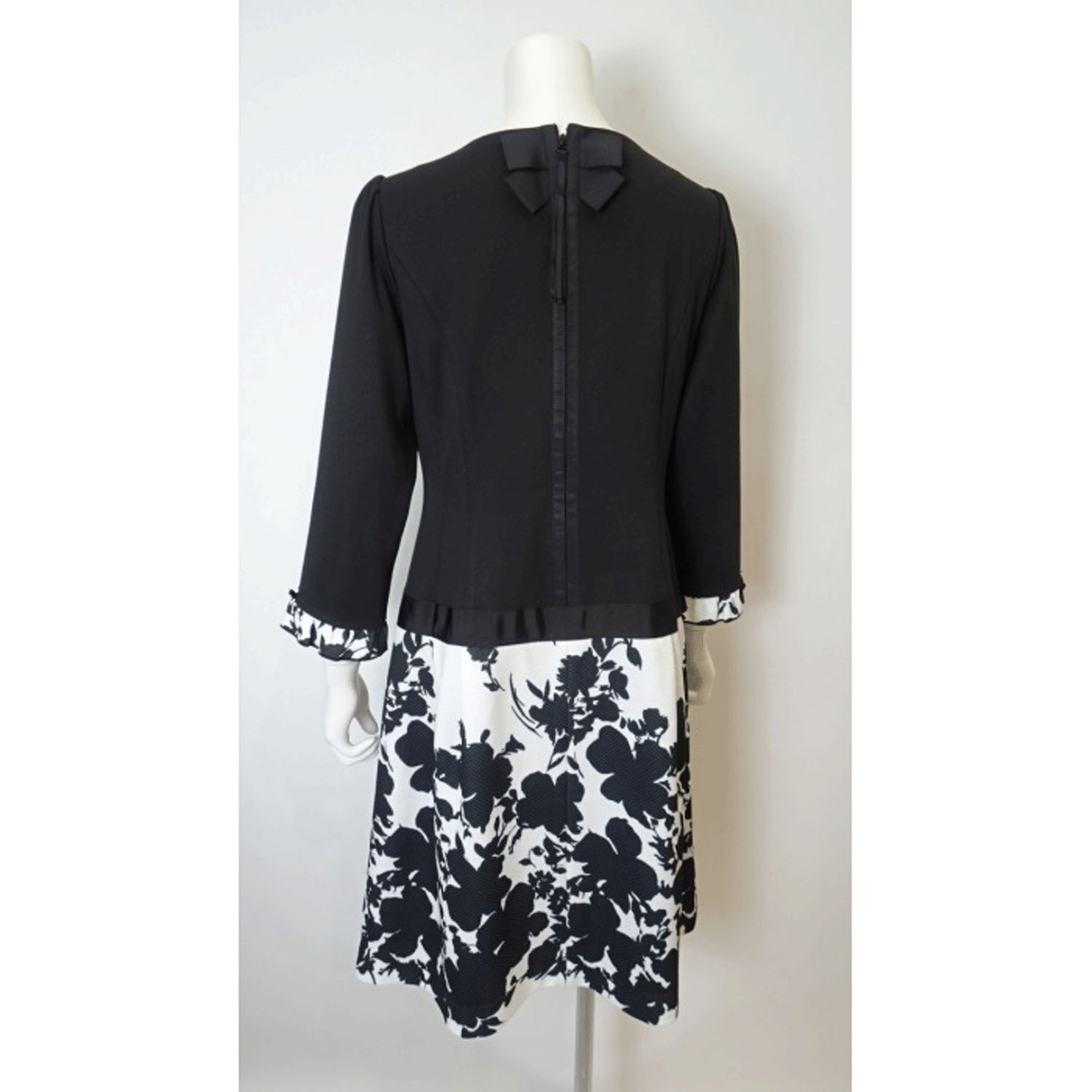 【Insta Live】Super Beauty モノトーン柄ウェスト切替ポンチ素材ワンピース - 画像10