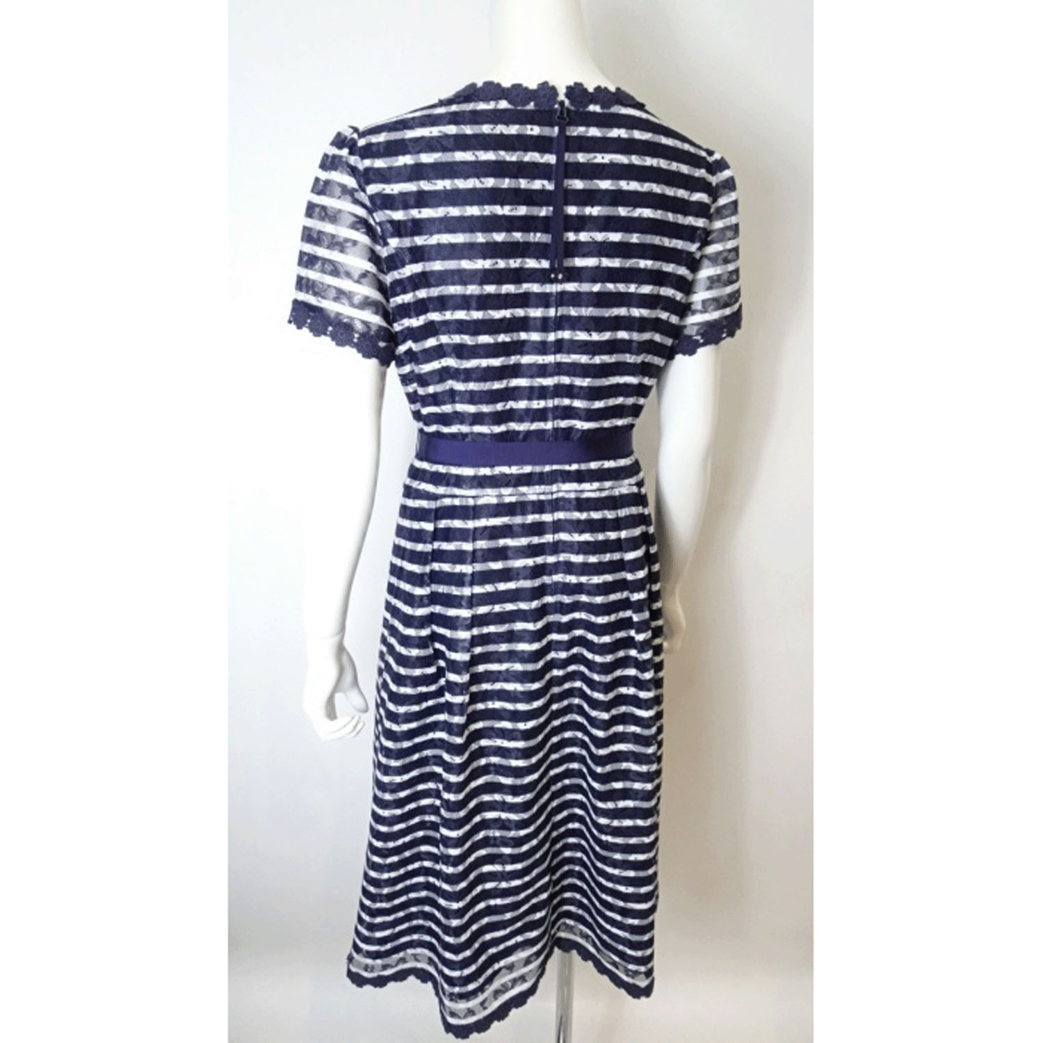 【3月下旬入荷予定】Super Beauty ボーダープリントレース素材半袖ワンピース - 画像15