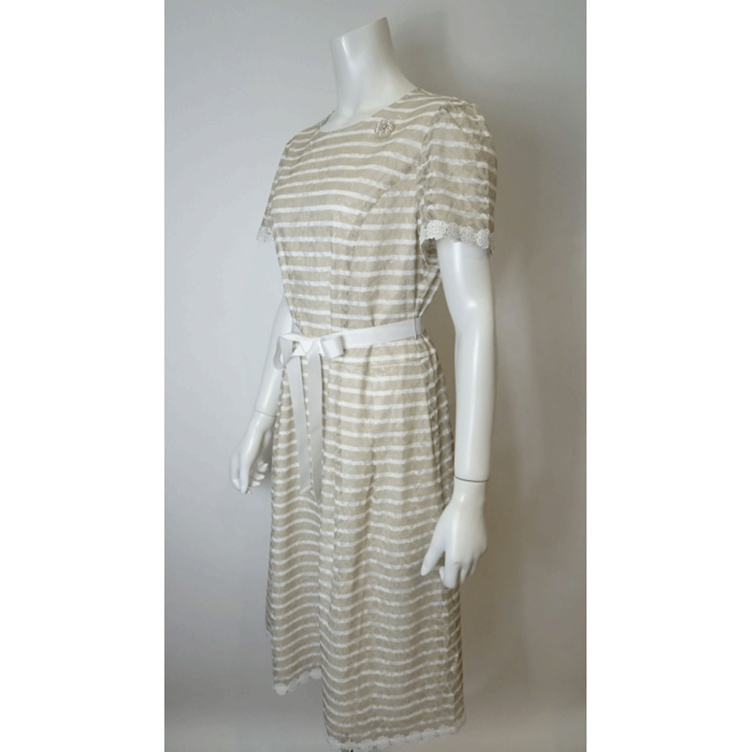 【3月下旬入荷予定】Super Beauty ボーダープリントレース素材半袖ワンピース - 画像3