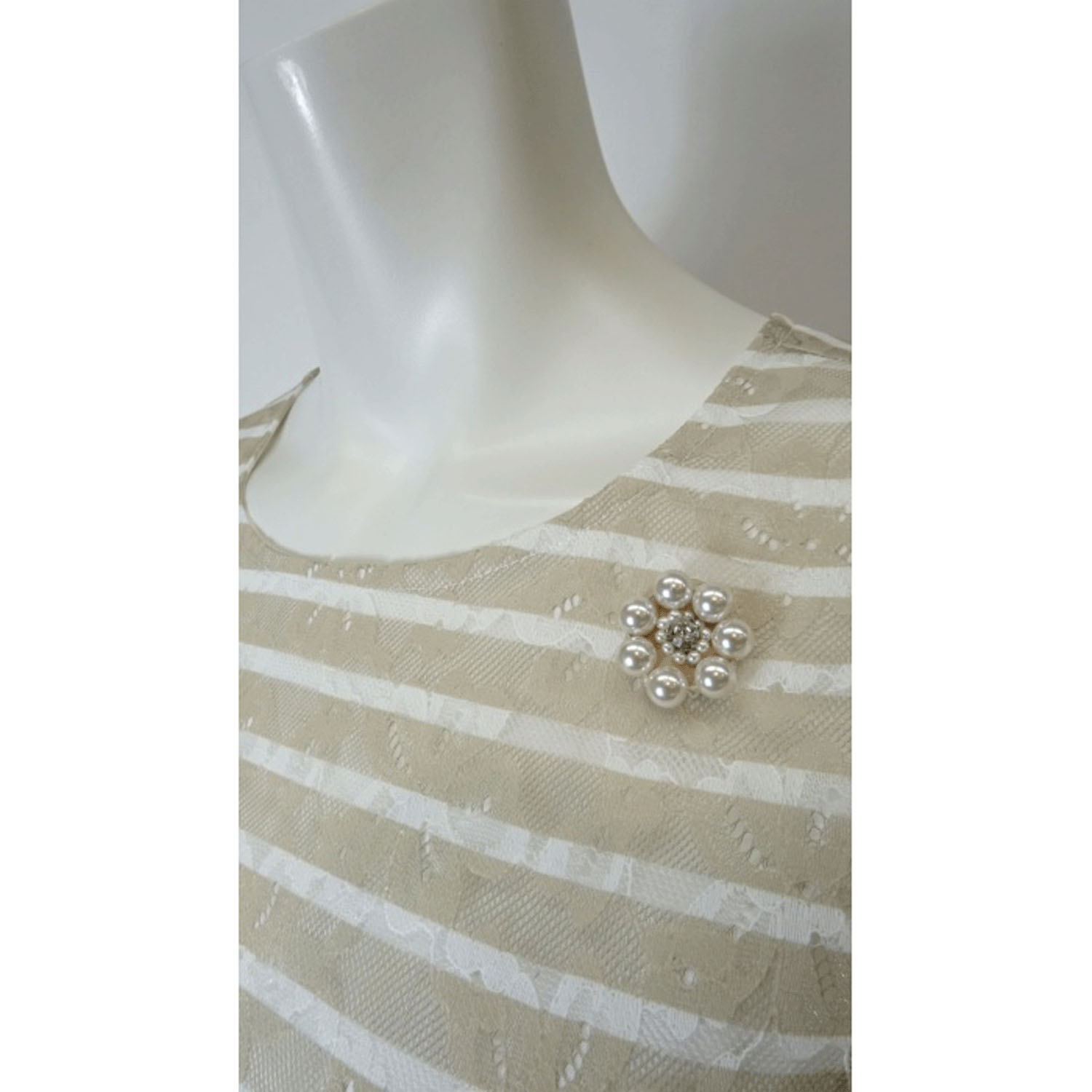 【3月下旬入荷予定】Super Beauty ボーダープリントレース素材半袖ワンピース - 画像5