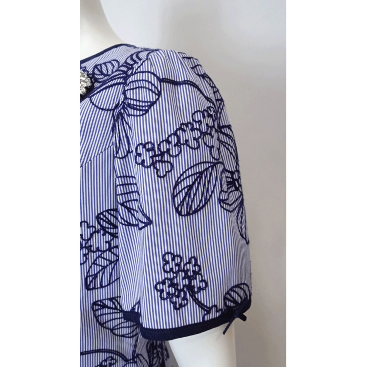 【4月中旬入荷予定】Super Beauty ストライプ柄×花フロッキープリント半袖ワンピース - 画像12