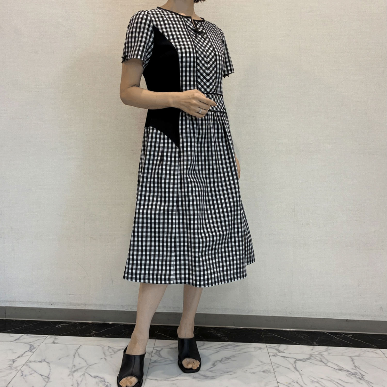 Super Beauty ギンガムチェック柄切替ワンピース - 画像4